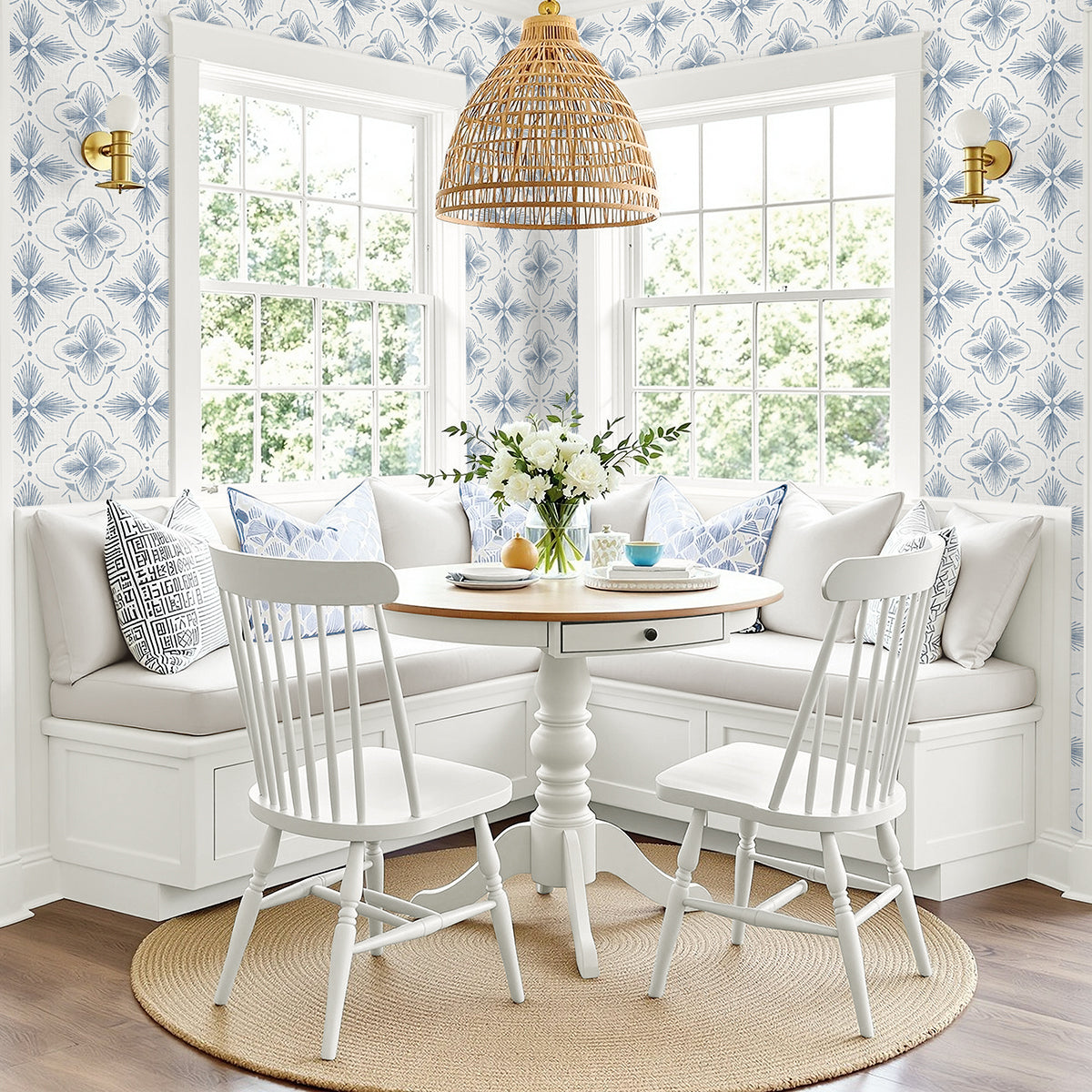 Sari Wallpaper in blue color - pattern number AG60402 - by Seabrook in the Bali Tropical collection