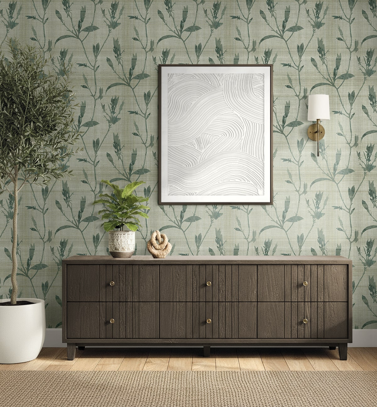 Banyu Wallpaper in pale grass color - pattern number AG60604 - by Seabrook in the Bali Tropical collection