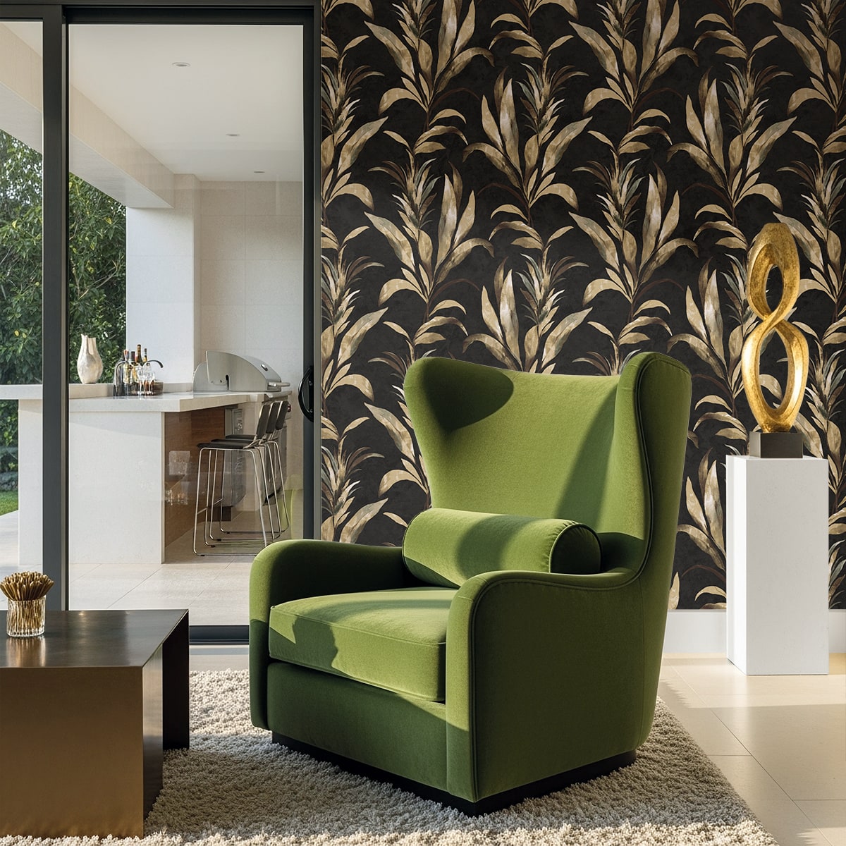 Padma Wallpaper in warm black color - pattern number AG60700 - by Seabrook in the Bali Tropical collection