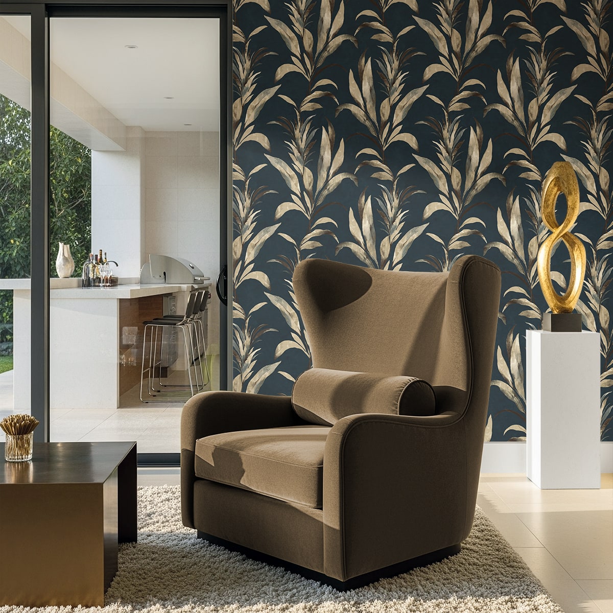 Padma Wallpaper in stormy sky color - pattern number AG60702 - by Seabrook in the Bali Tropical collection