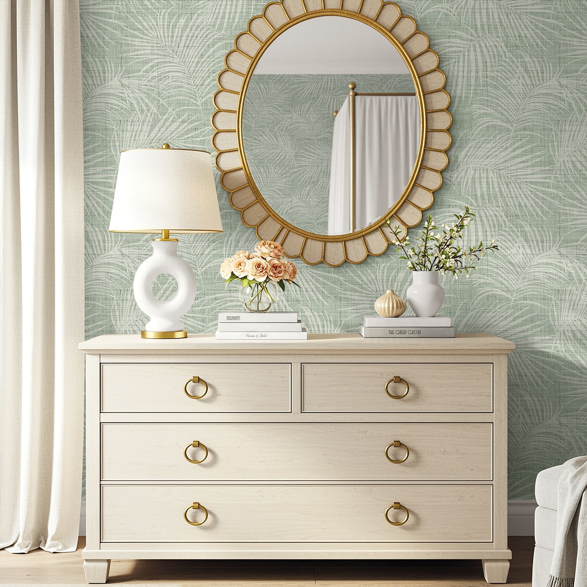 Jiva Wallpaper in dune grass color - pattern number AG60904 - by Seabrook in the Bali Tropical collection