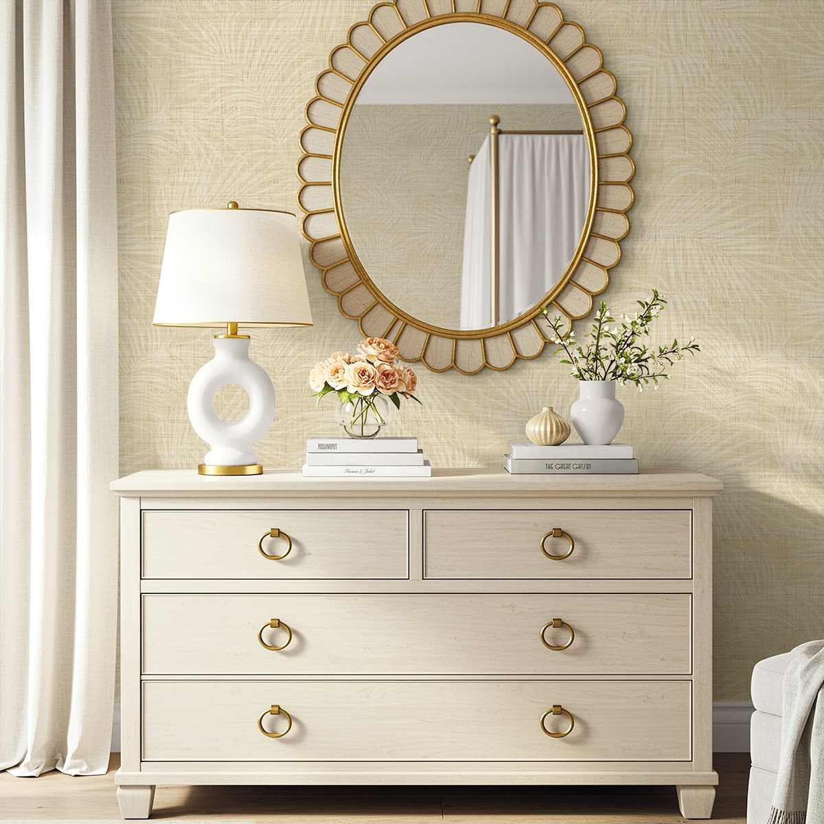 Jiva Wallpaper in wheat color - pattern number AG60905 - by Seabrook in the Bali Tropical collection