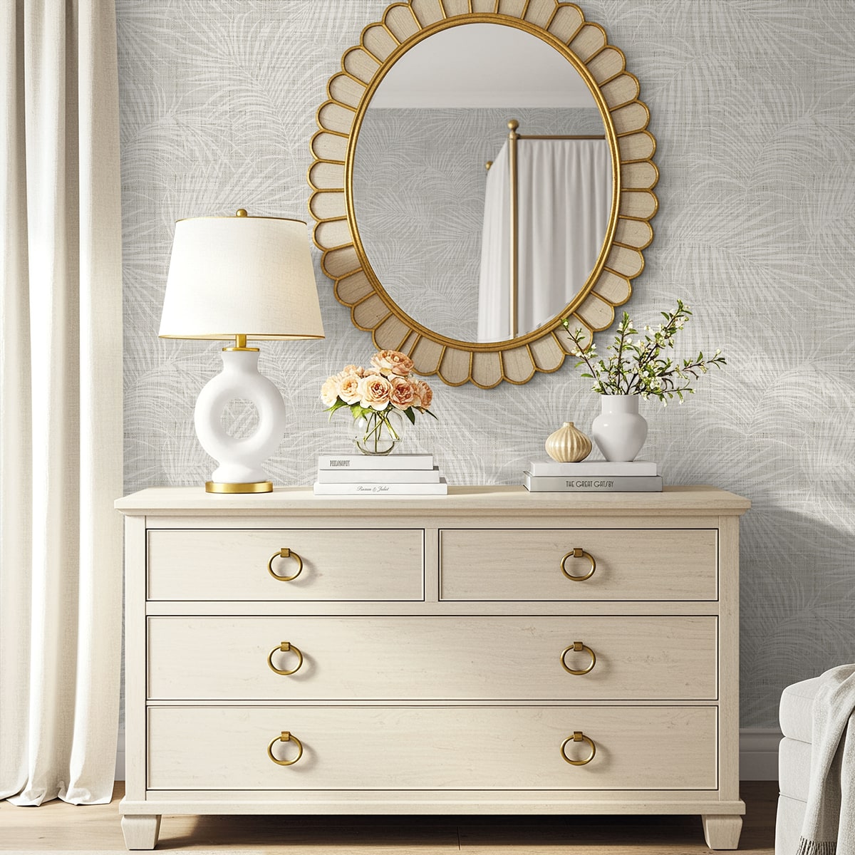 Jiva Wallpaper in gray mist color - pattern number AG60908 - by Seabrook in the Bali Tropical collection