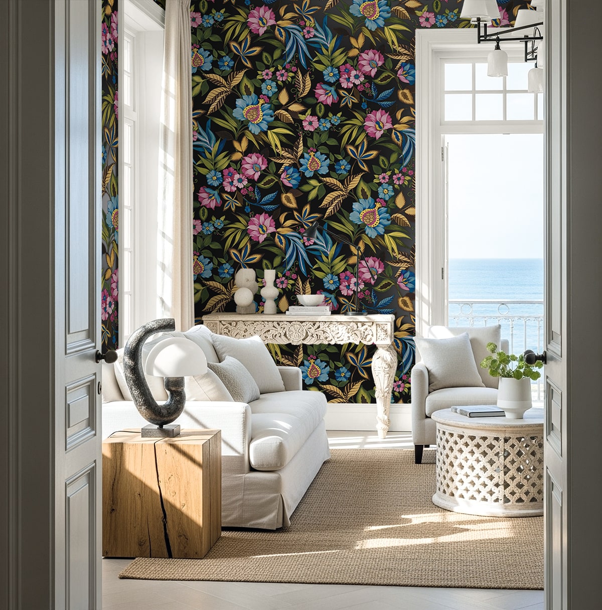 Raya Wallpaper in late night color - pattern number AG61600 - by Seabrook in the Bali Tropical collection