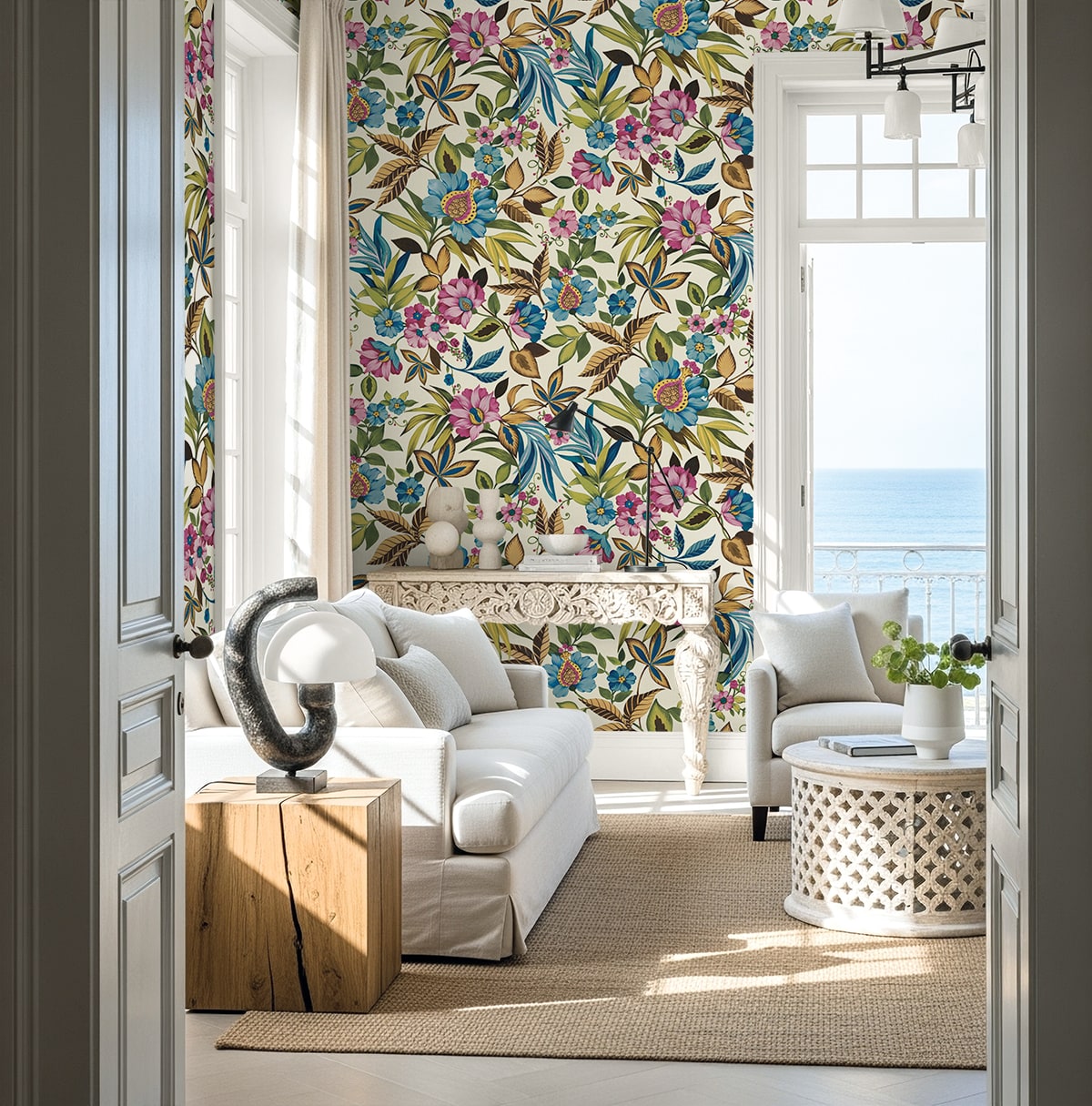 Raya Wallpaper in gem color - pattern number AG61607 - by Seabrook in the Bali Tropical collection