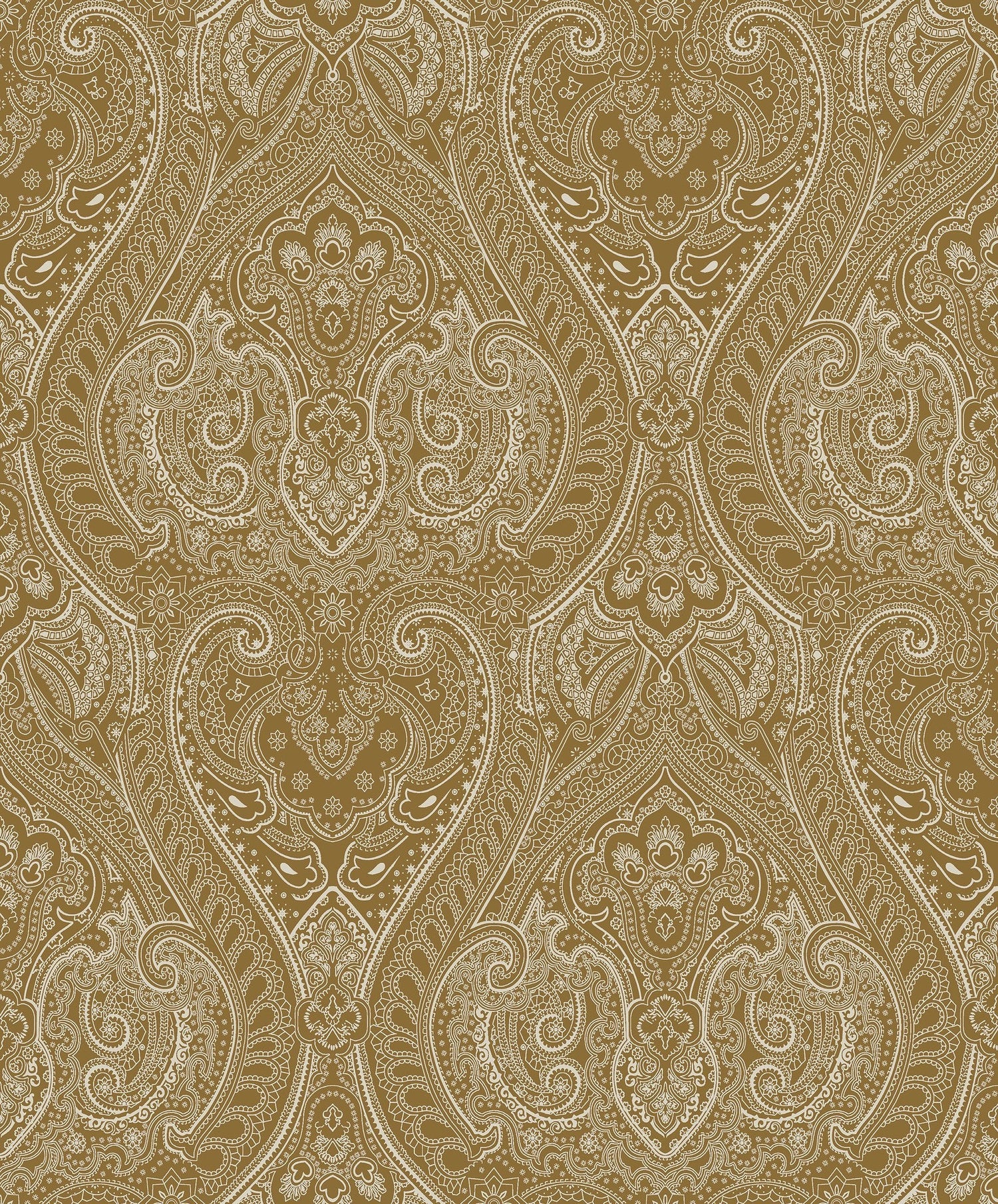 Lace wallpaper in gold color - pattern number AM22002-1 - by Galerie in the Zen collection