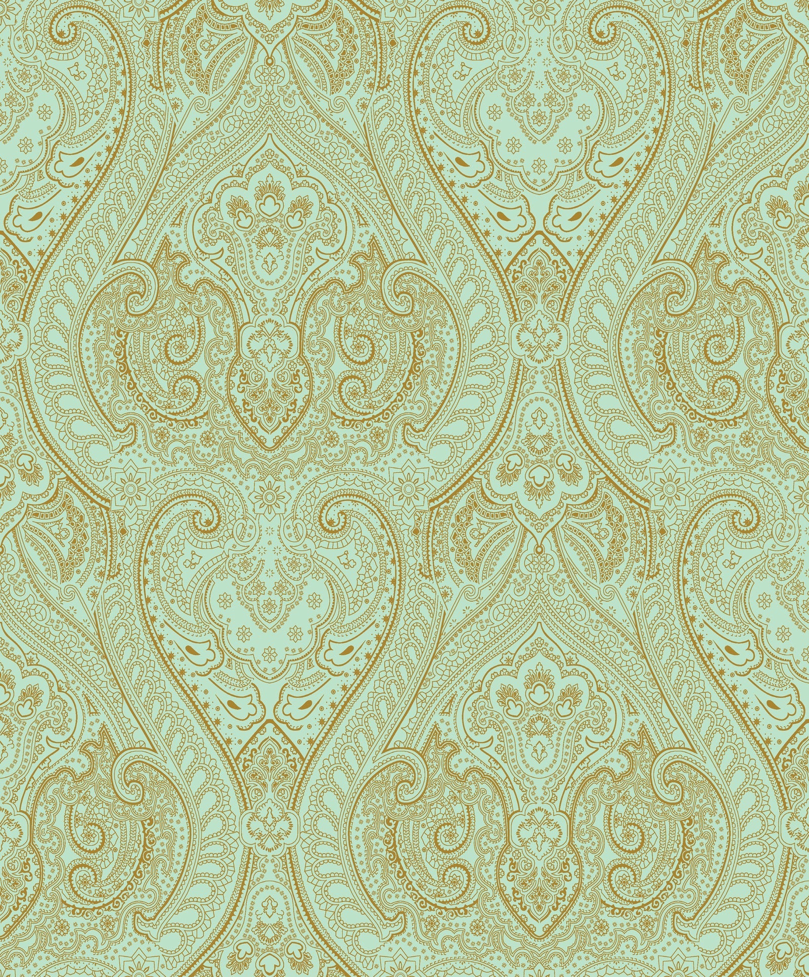 Lace wallpaper in green color - pattern number AM22002-4 - by Galerie in the Zen collection