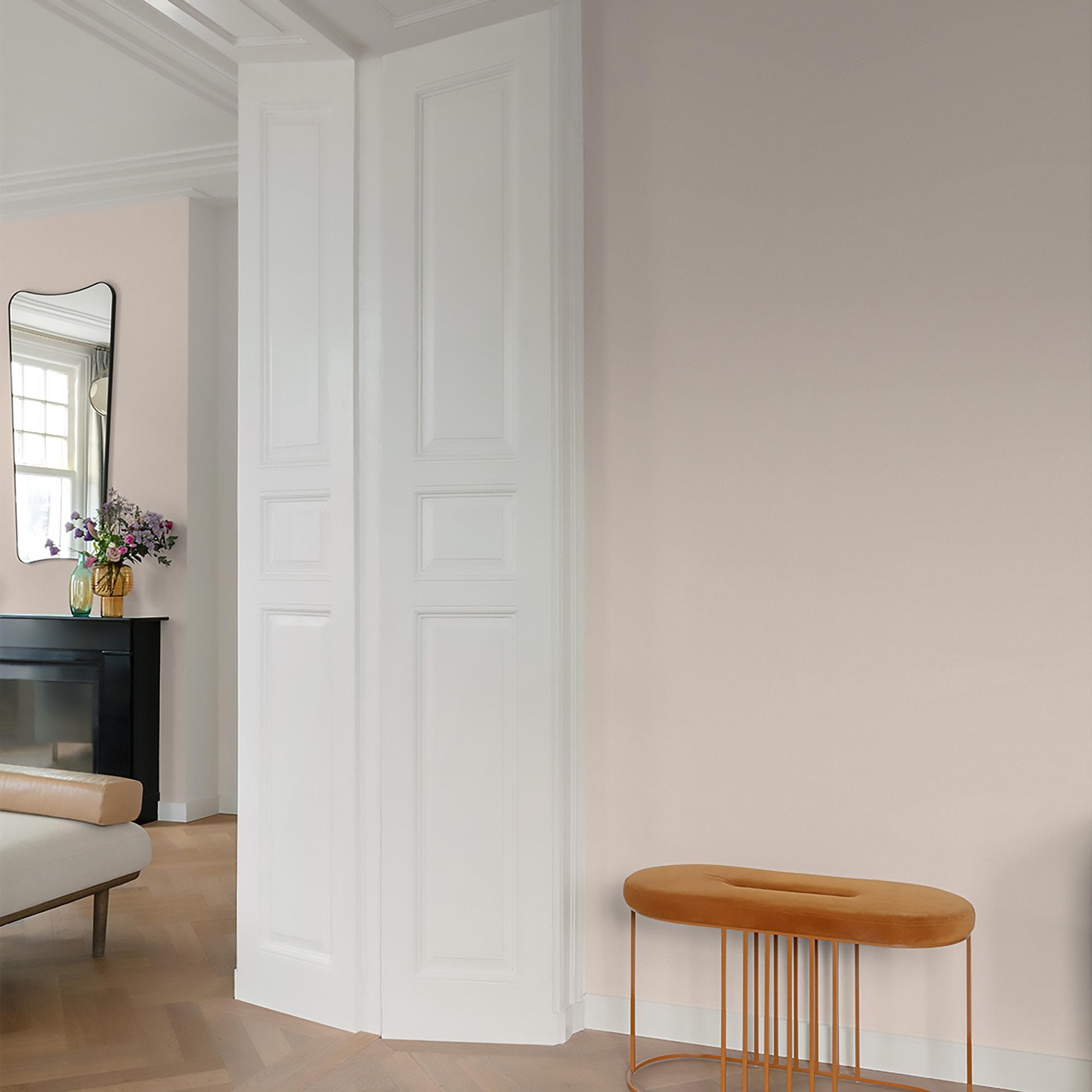 Textile Plain Wallpaper in pink color - pattern number AT1018 - by Grandeco in the Atmosphere collection
