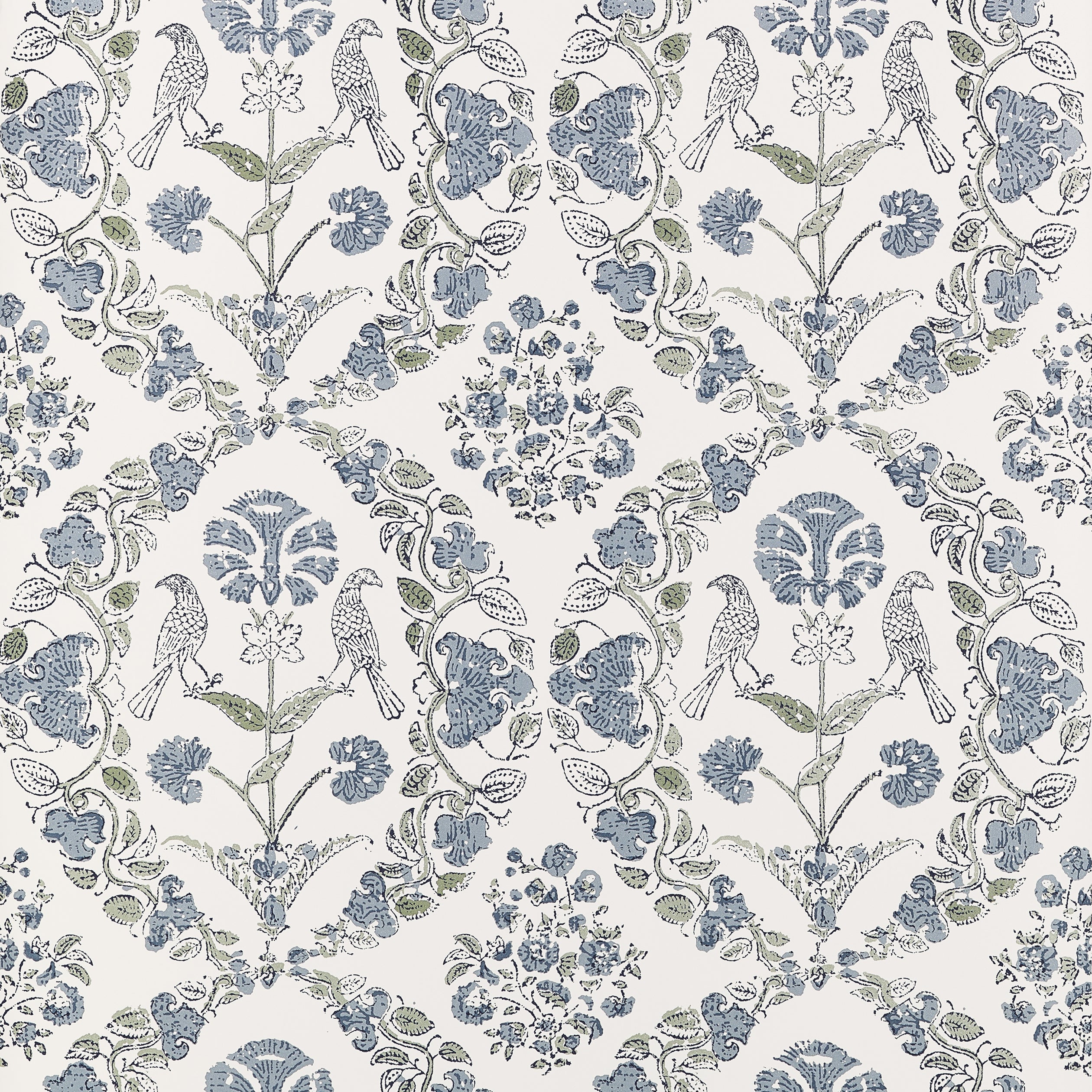 Paloma Wallpaper in blue and green color - pattern number AT10740 - by Thibaut in the Clermont collection