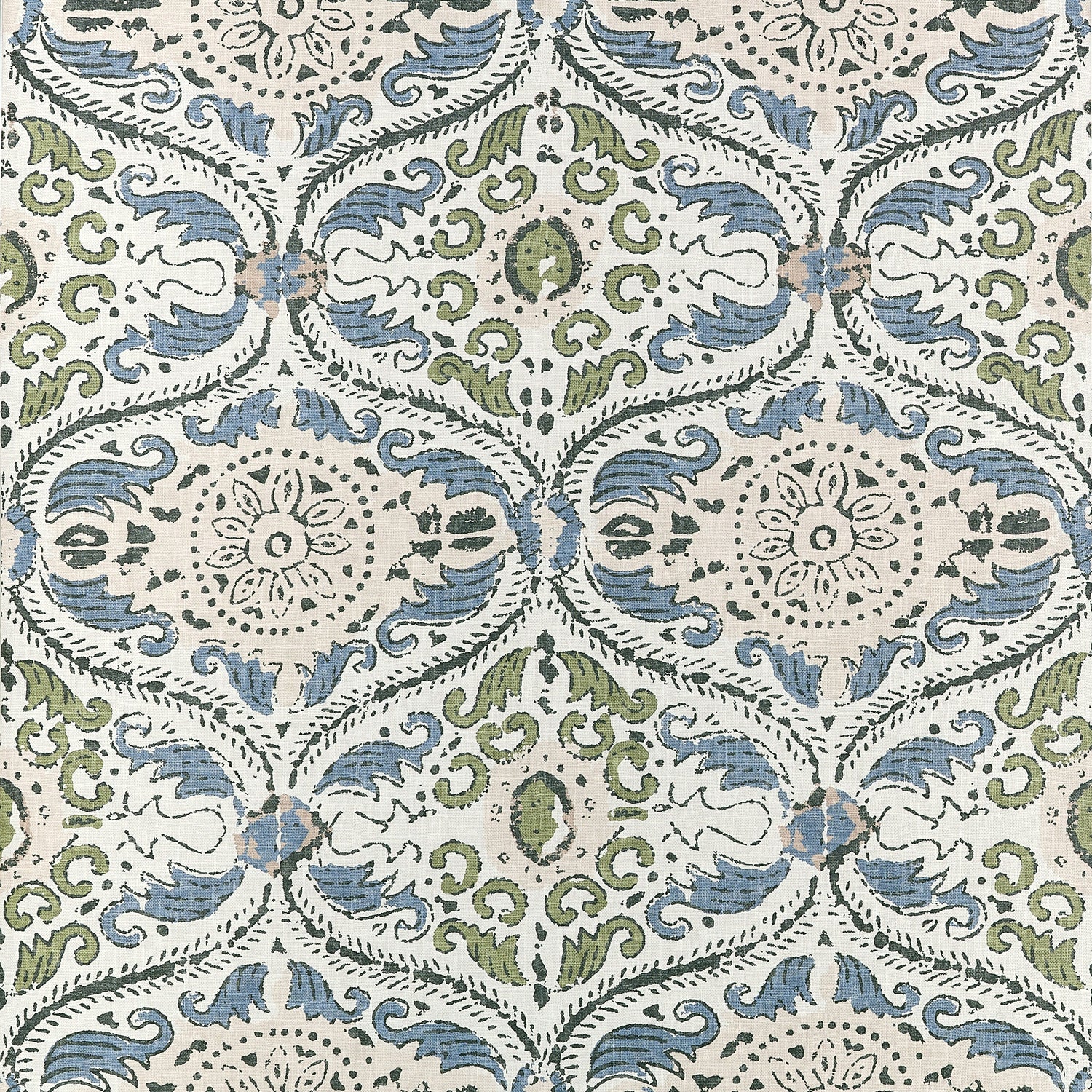 Cecilia Wallpaper in blue and green color - pattern number AT10756 - by Thibaut in the Clermont collection