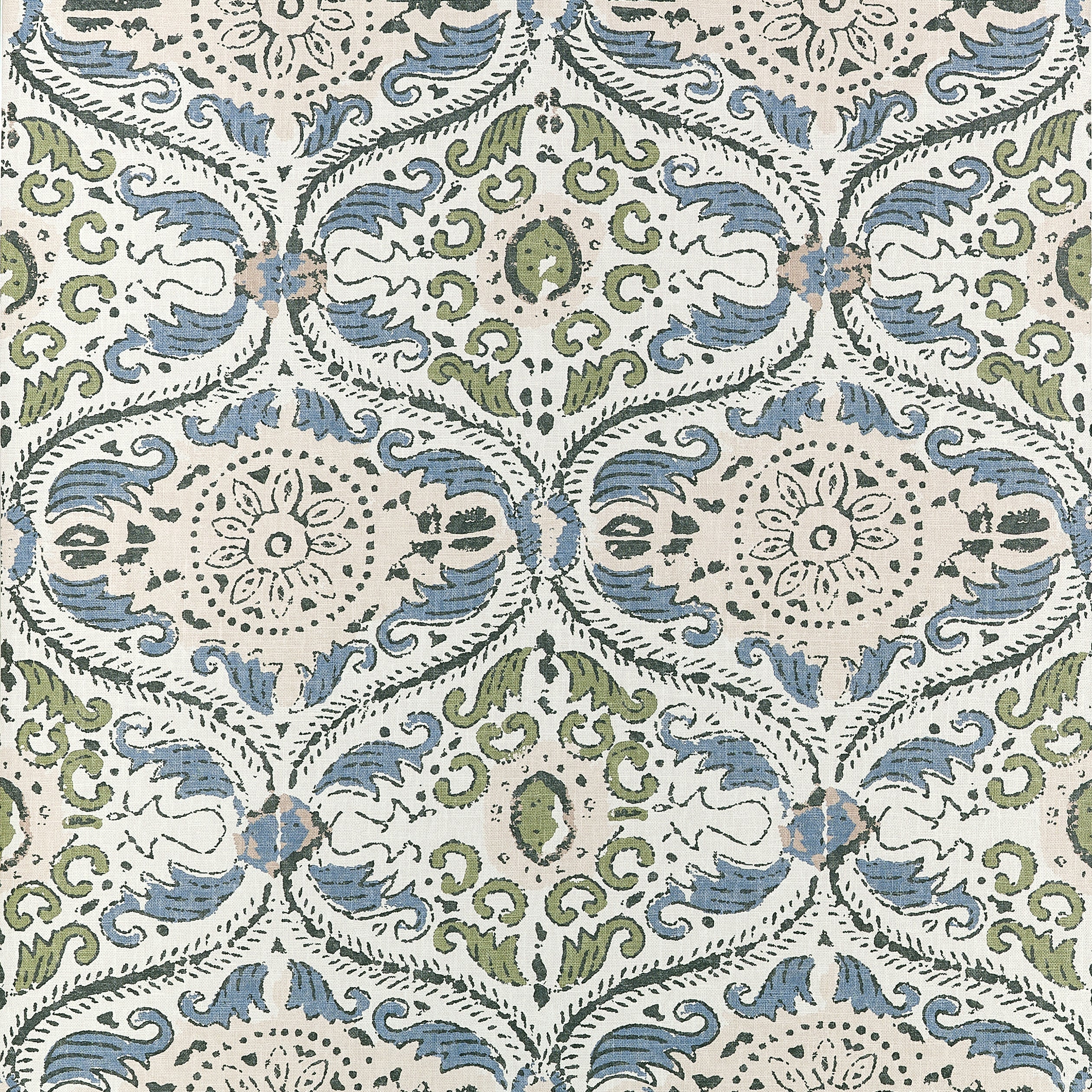Cecilia Wallpaper in blue and green color - pattern number AT10756 - by Thibaut in the Clermont collection