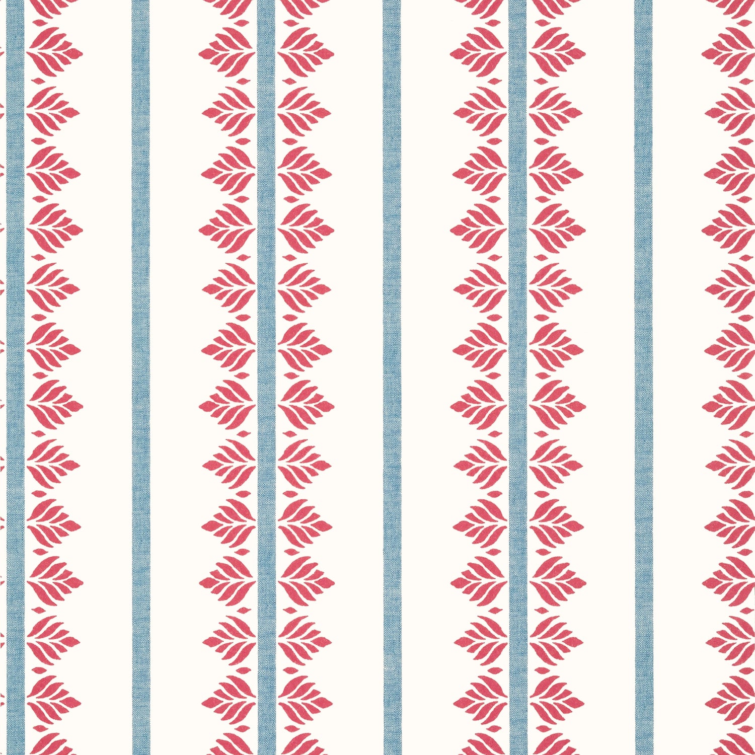 Fern Stripe wallpaper in red and blue color - pattern number AT15105 - by Anna French in the Antilles collection