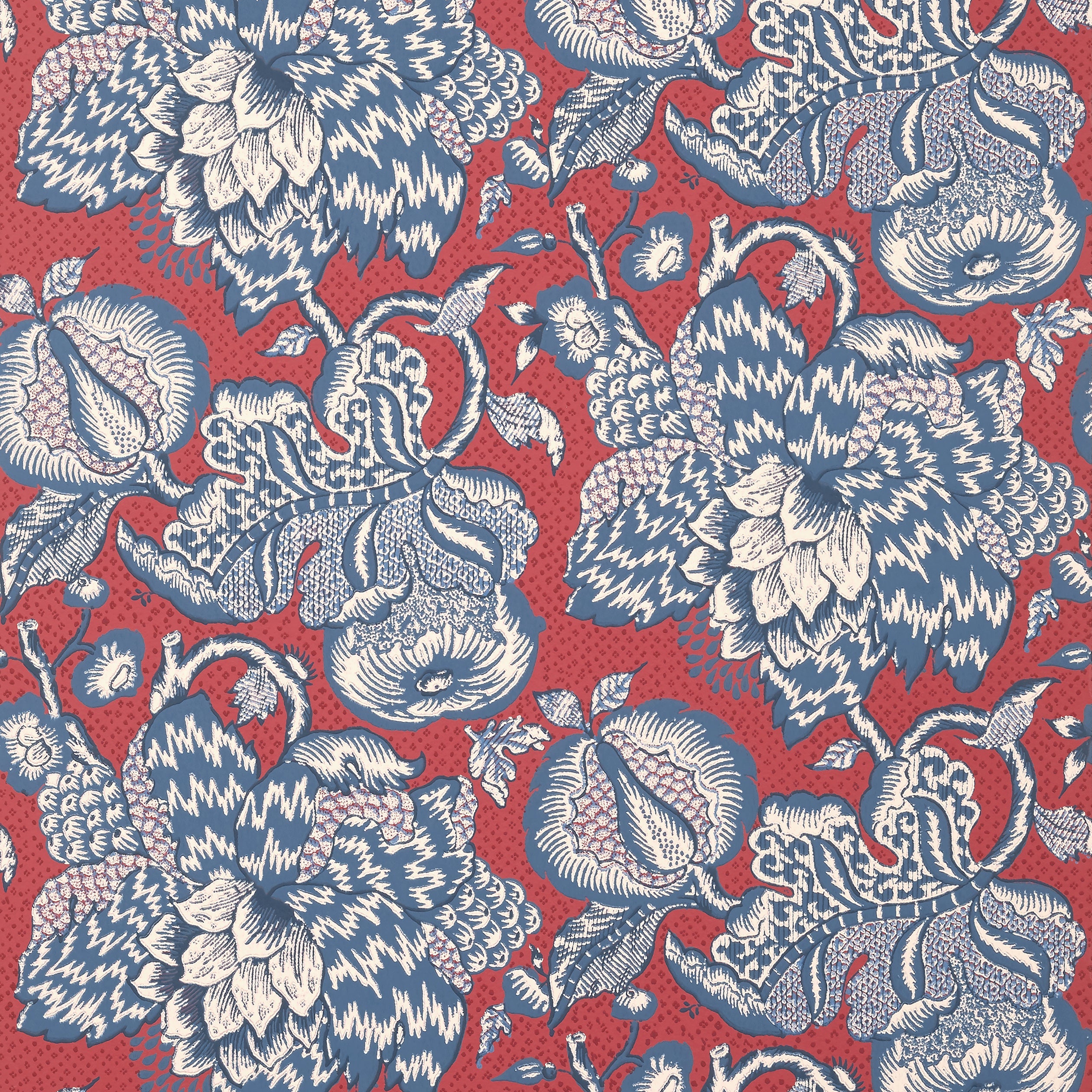 Westmont wallpaper in red and blue color - pattern number AT15109 - by Anna French in the Antilles collection
