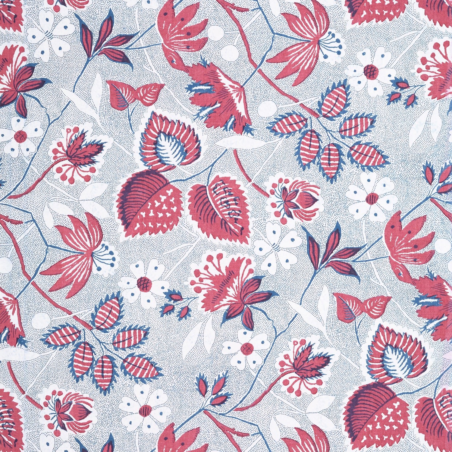 Indienne Hazel wallpaper in red and blue color - pattern number AT15115 - by Anna French in the Antilles collection