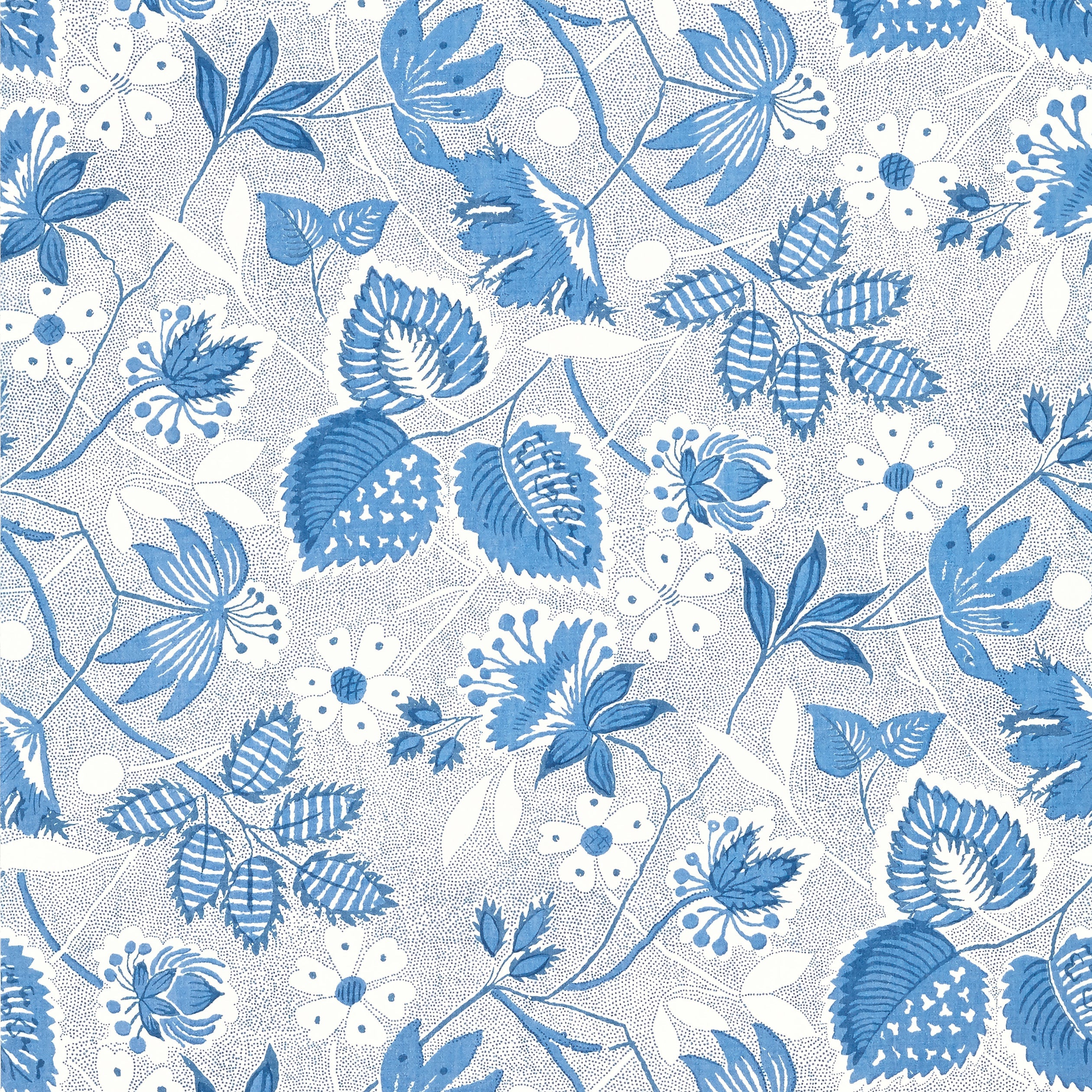 Indienne Hazel wallpaper in blue color - pattern number AT15116 - by Anna French in the Antilles collection