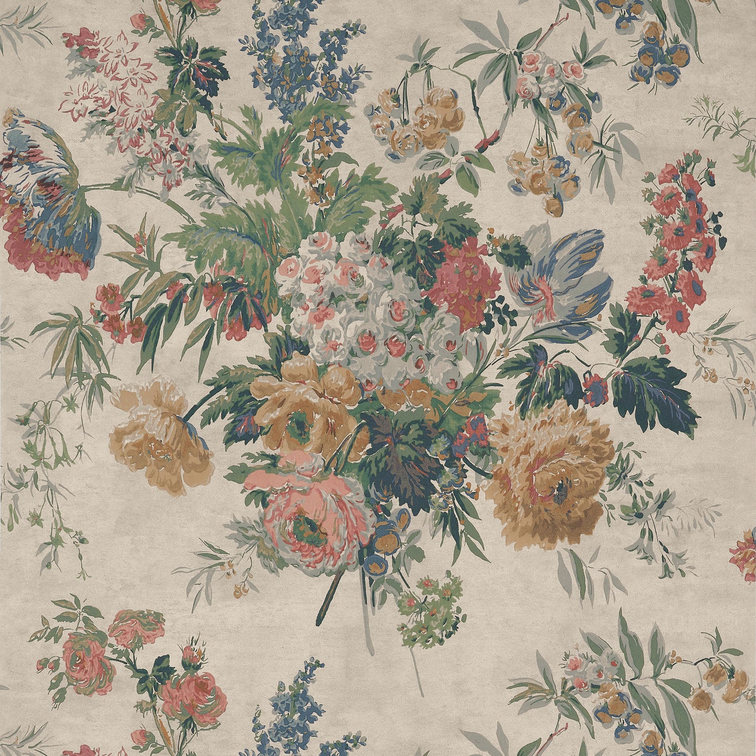 Garden Club fabric in apricot and slate color - pattern number AT16133 - by Anna French in the Belvedere collection