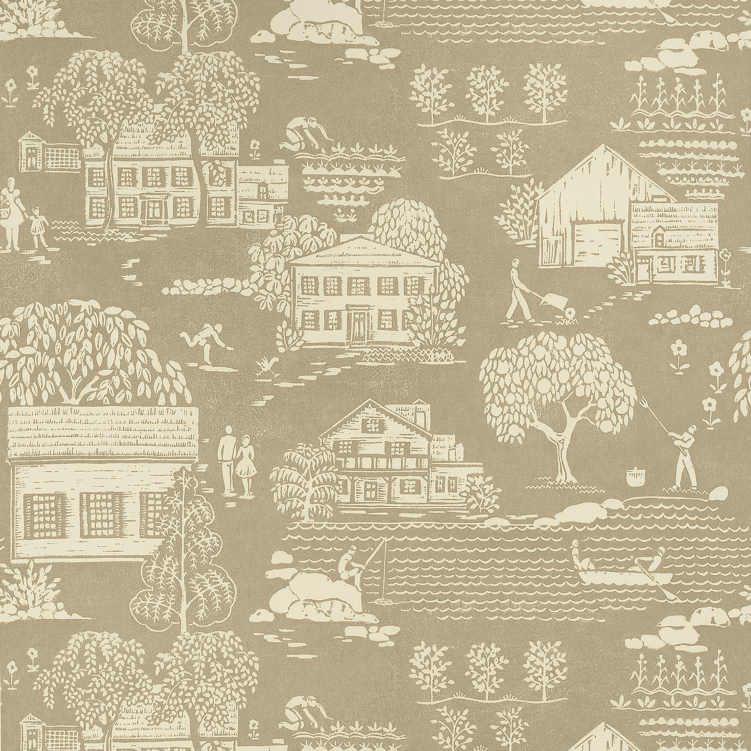 Farmingdale wallpaper in beige color - pattern number AT16165 - by Anna French in the Belvedere collection