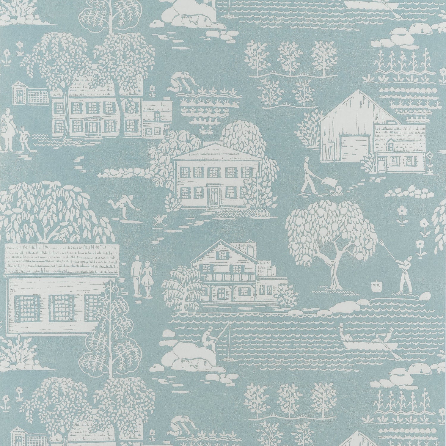 Farmingdale wallpaper in spa blue color - pattern number AT16166 - by Anna French in the Belvedere collection