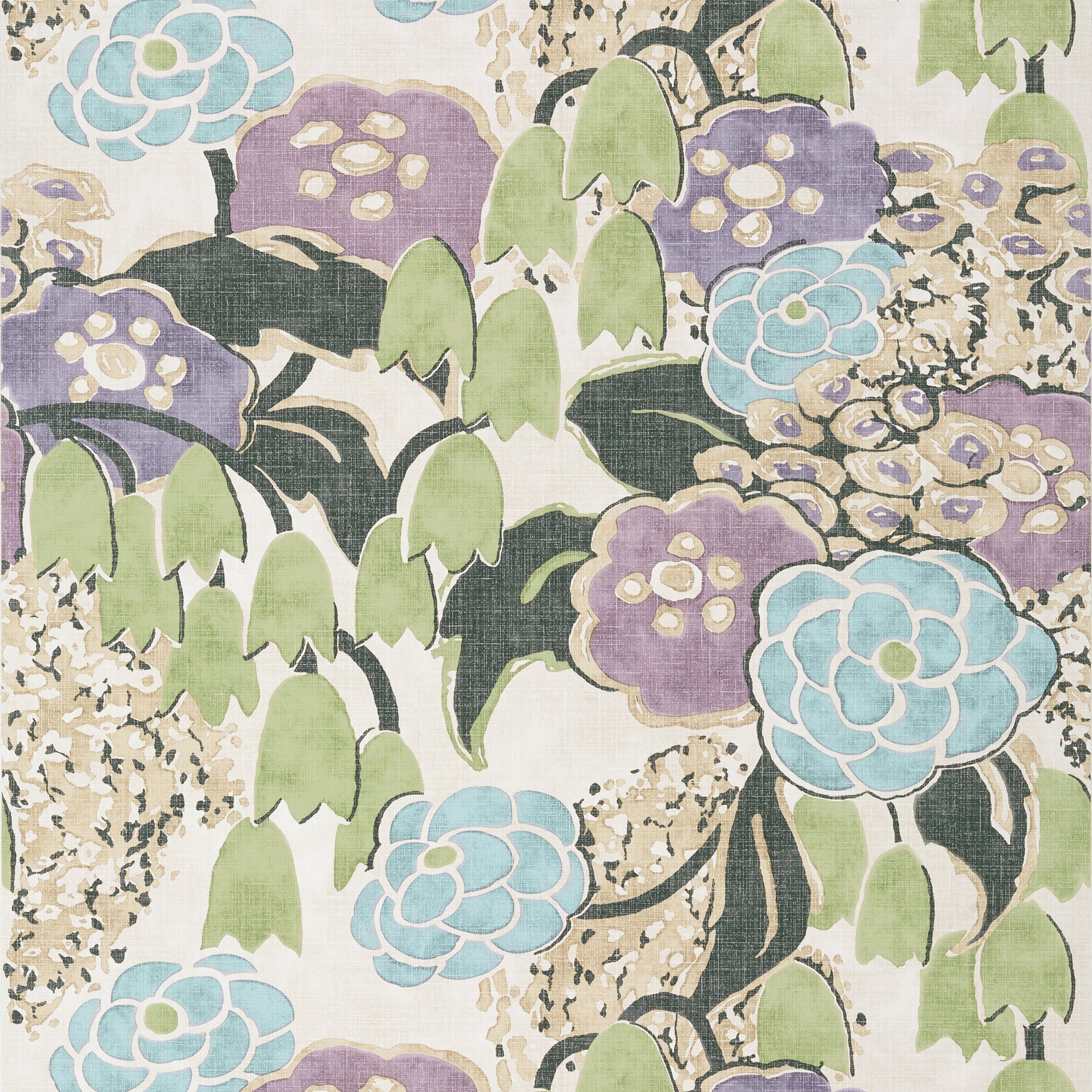 Laura fabric in lavender and green color - pattern number AT23101 - by Anna French in the Willow Tree collection