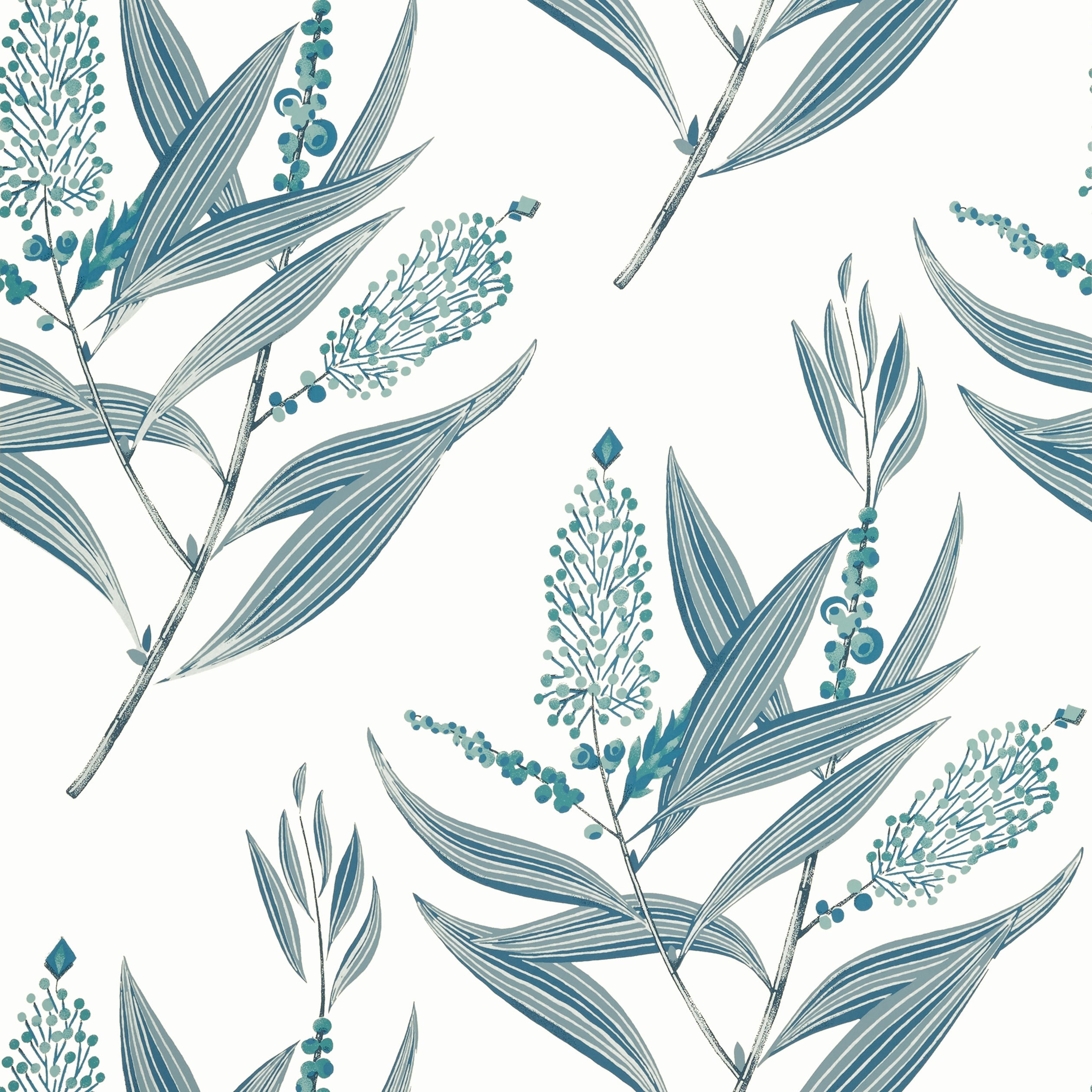 Winter Bud wallpaper in blue color - pattern number AT23135 - by Anna French in the Willow Tree collection