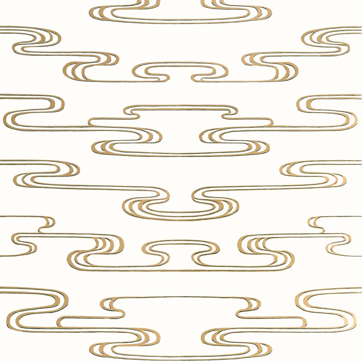 Cloudwater wallpaper in metallic gold color - pattern number AT23152 - by Anna French in the Willow Tree collection