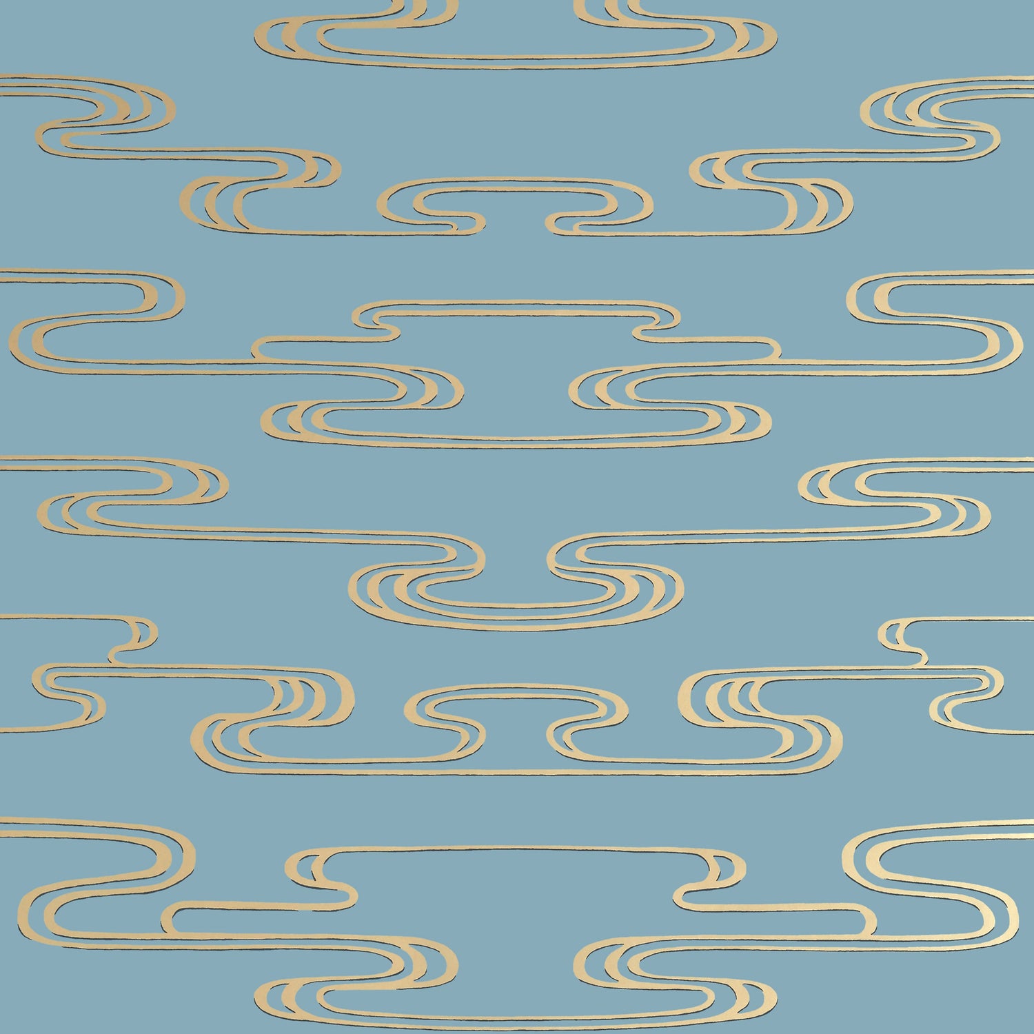 Cloudwater wallpaper in metallic gold on mineral color - pattern number AT23156 - by Anna French in the Willow Tree collection