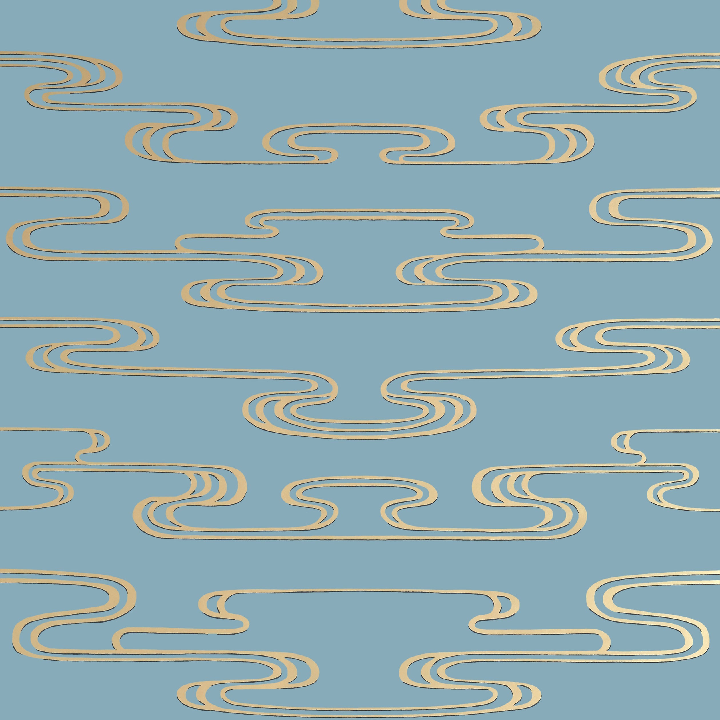 Cloudwater wallpaper in metallic gold on mineral color - pattern number AT23156 - by Anna French in the Willow Tree collection
