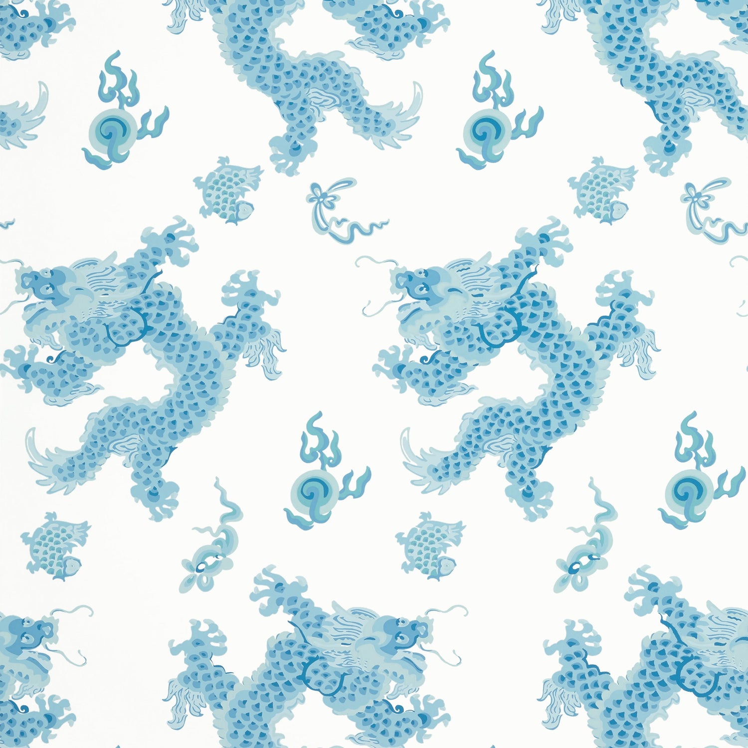 Dragon Dance wallpaper in blue color - pattern number AT23182 - by Anna French in the Willow Tree collection