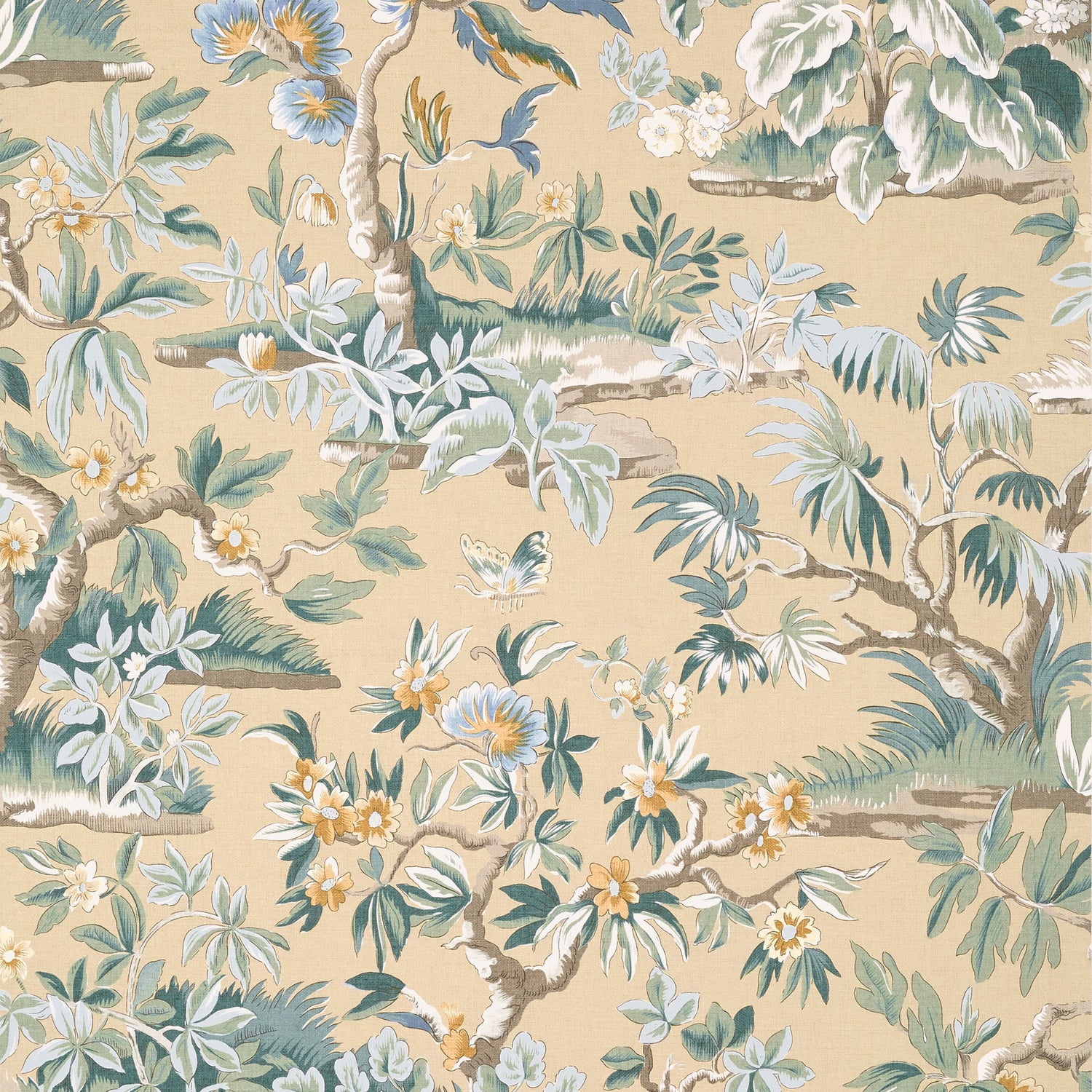 Elwood wallpaper in soft gold color - pattern number AT24561 - by Anna French in the Devon collection