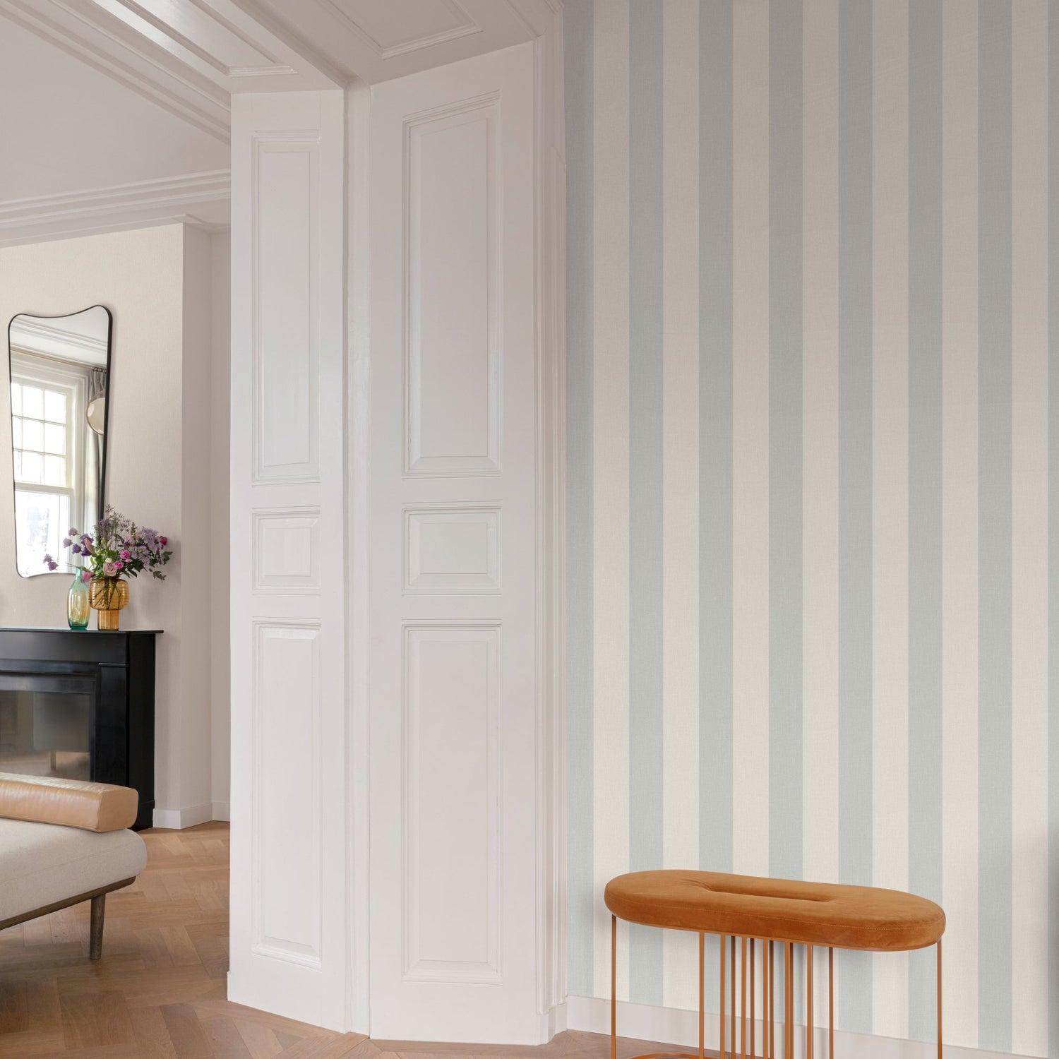 Regular Stripes Wallpaper in green color - pattern number AT4028 - by Grandeco in the Atmosphere collection