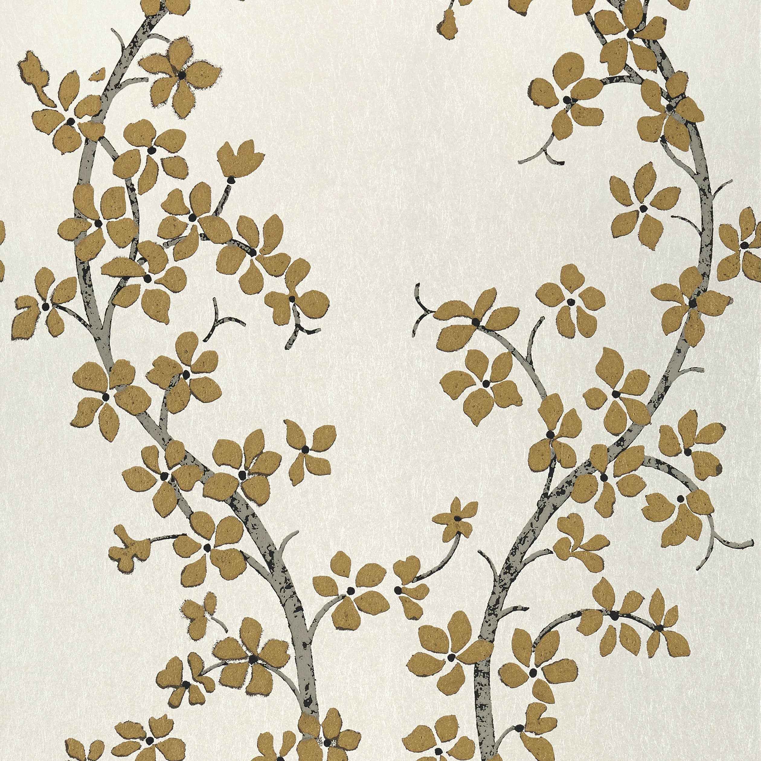 St Albans Grove wallpaper in metallic gold on pearl color - pattern number AT6157 - by Anna French in the Serenade collection