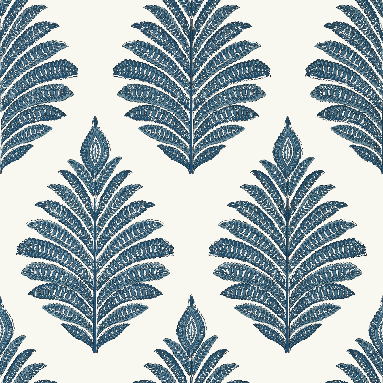 Palampore Leaf fabric in blue and white color - pattern number AT78725 - by Anna French in the Palampore collection