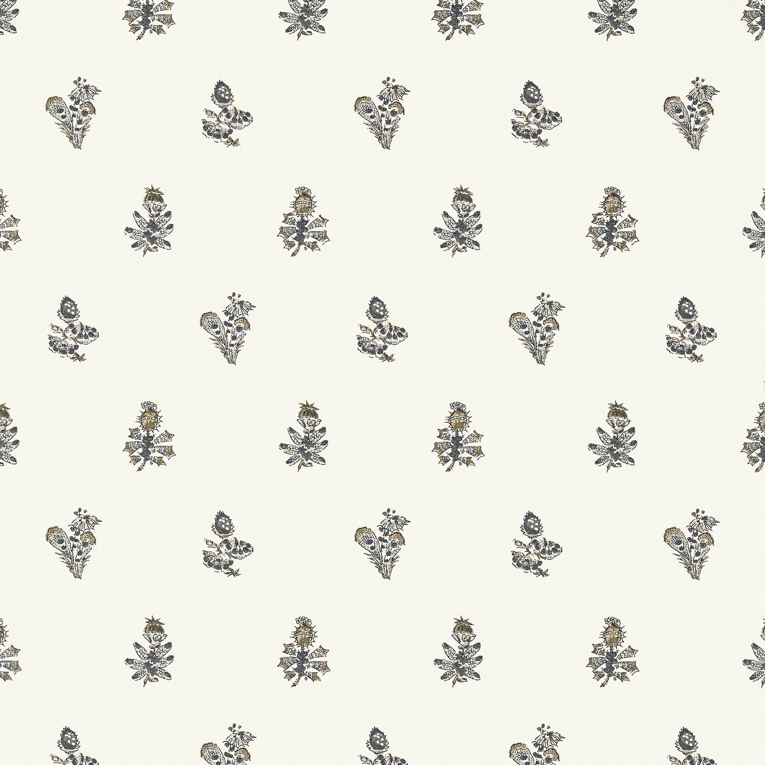 Jouy wallpaper in black on cream color - pattern number AT78759 - by Anna French in the Palampore collection