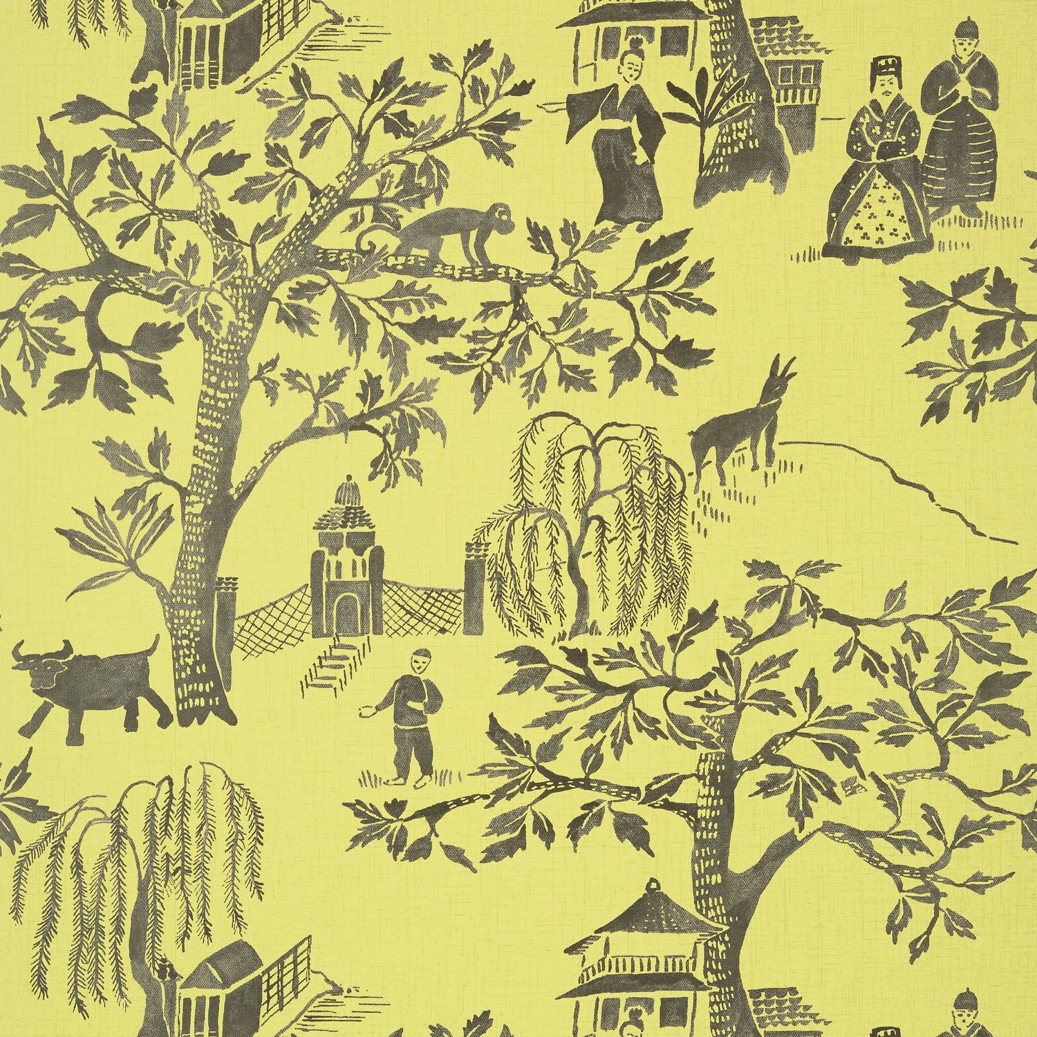 Willow Wood fabric in citron color - pattern number AT7914 - by Anna French in the Watermark collection