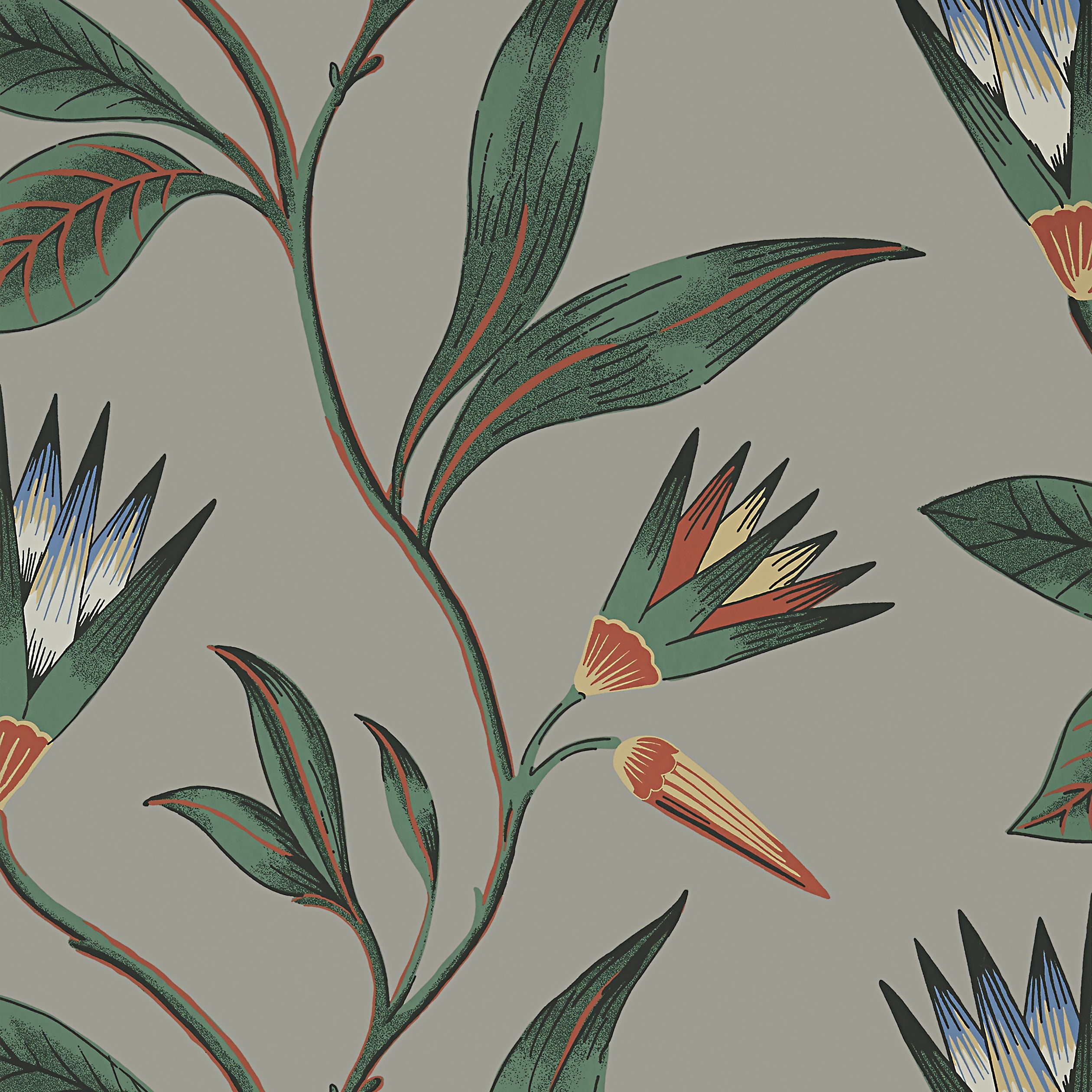 Cleo Vine fabric in charcoal color - pattern number AT9616 - by Anna French in the Savoy collection
