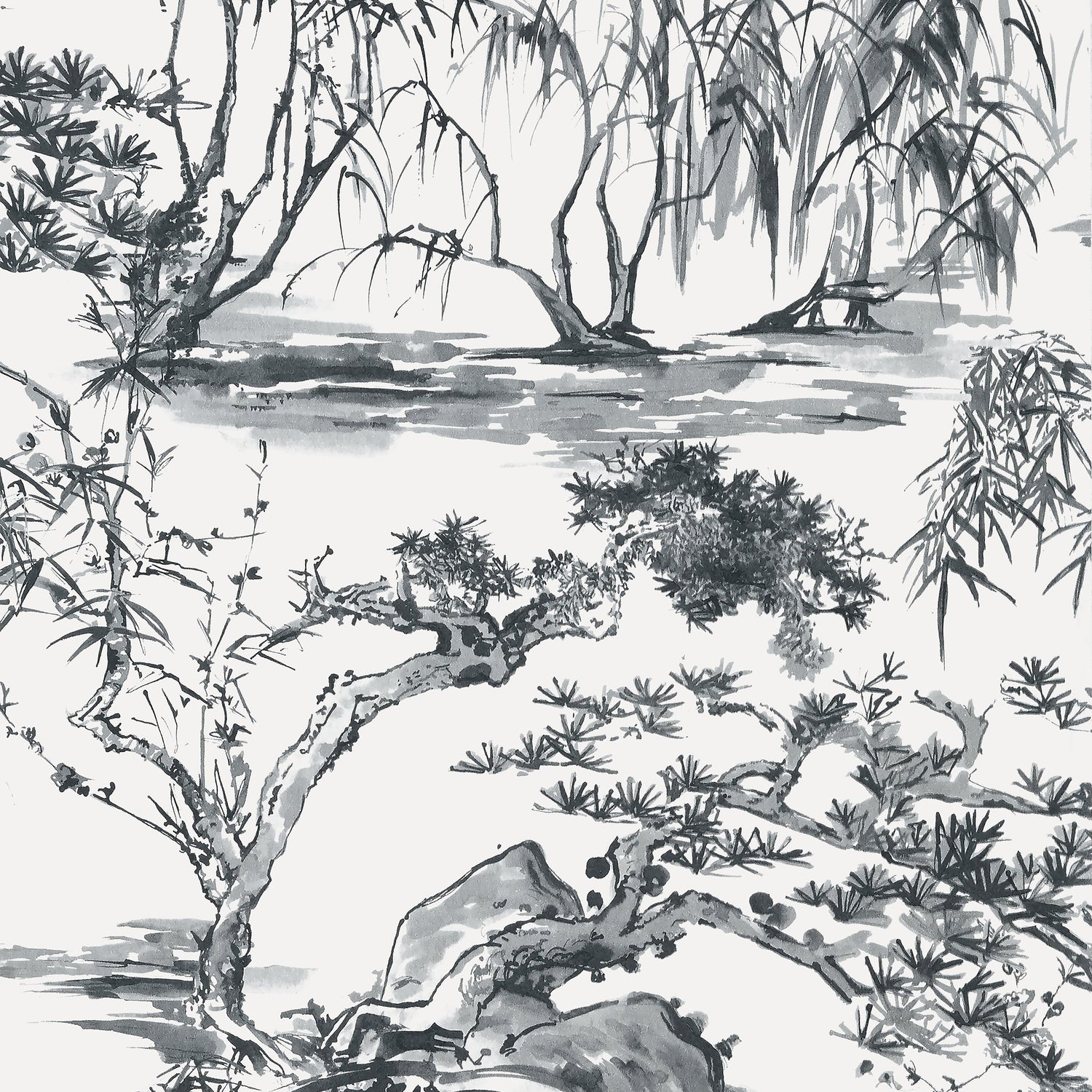 Kyoto fabric in black color - pattern number AT9829 - by Anna French in the Nara collection