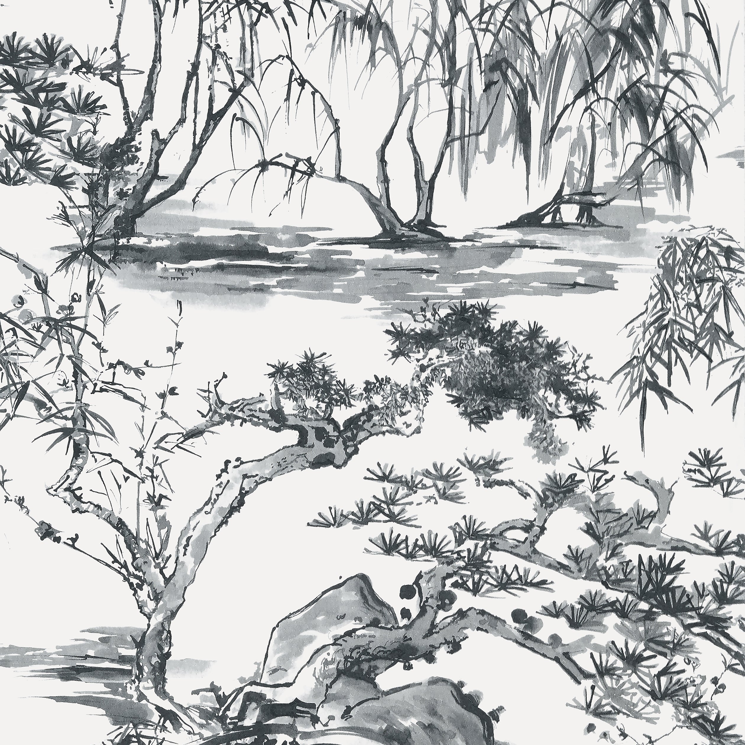 Kyoto fabric in black color - pattern number AT9829 - by Anna French in the Nara collection