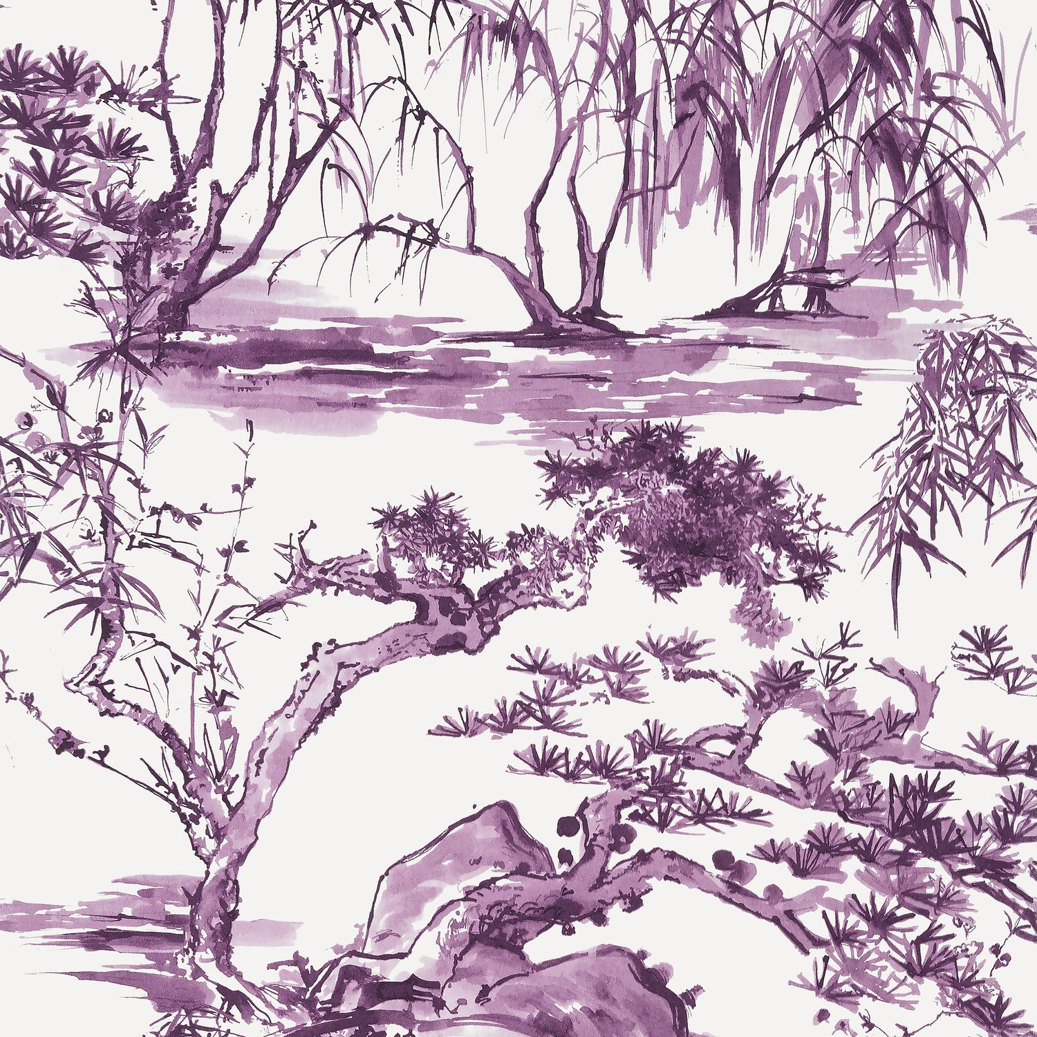 Kyoto fabric in eggplant color - pattern number AT9830 - by Anna French in the Nara collection