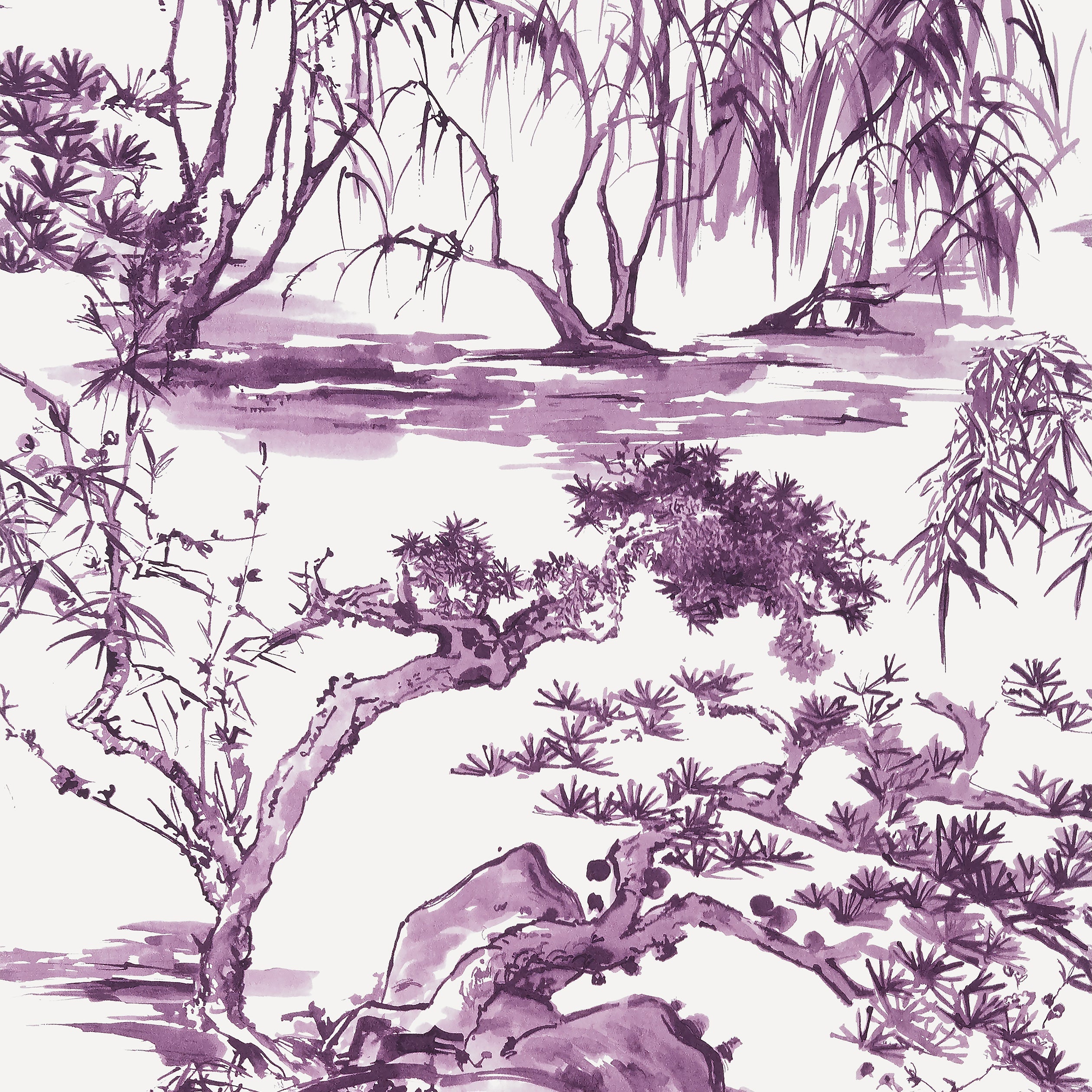 Kyoto fabric in eggplant color - pattern number AT9830 - by Anna French in the Nara collection