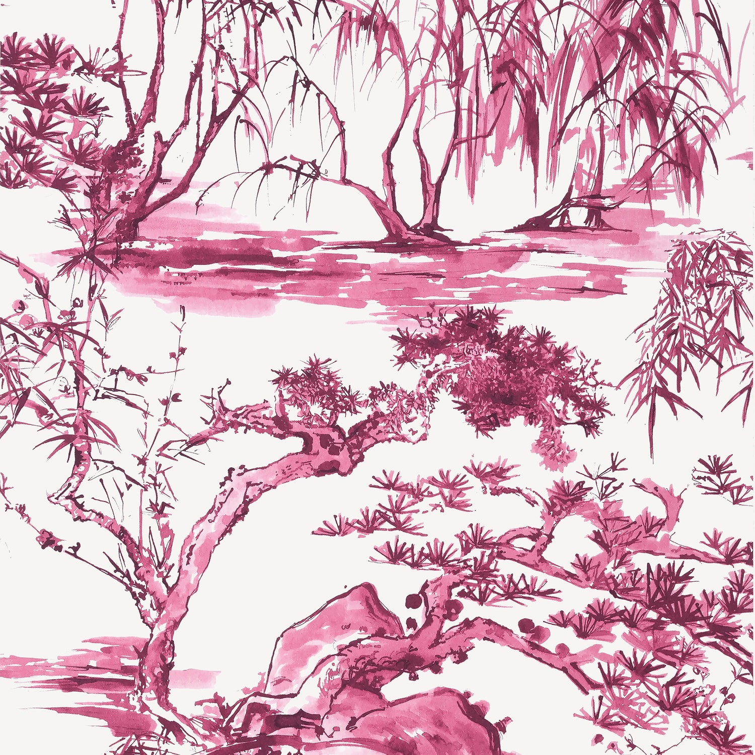 Kyoto fabric in fuchsia color - pattern number AT9831 - by Anna French in the Nara collection