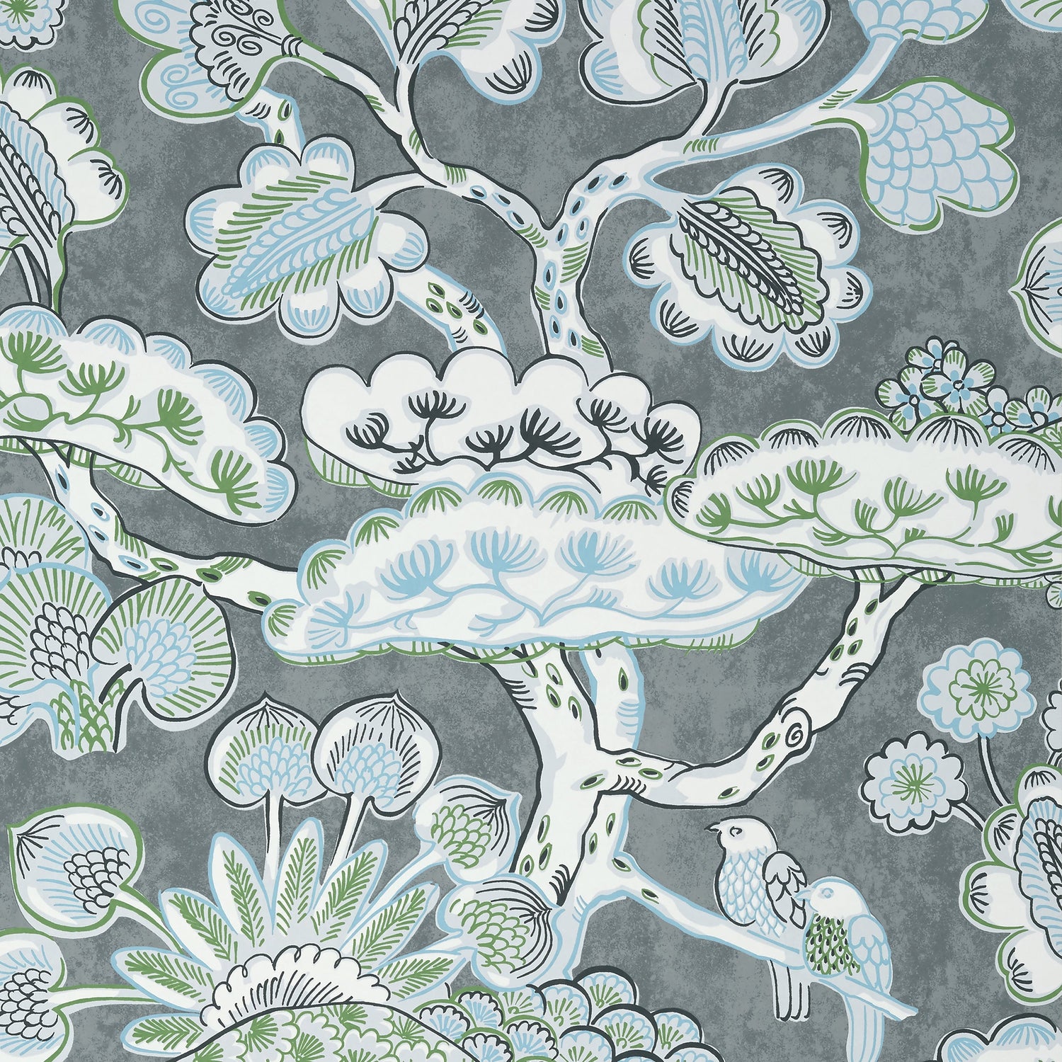 Tree House wallpaper in grey color - pattern number AT9864 - by Anna French in the Nara collection