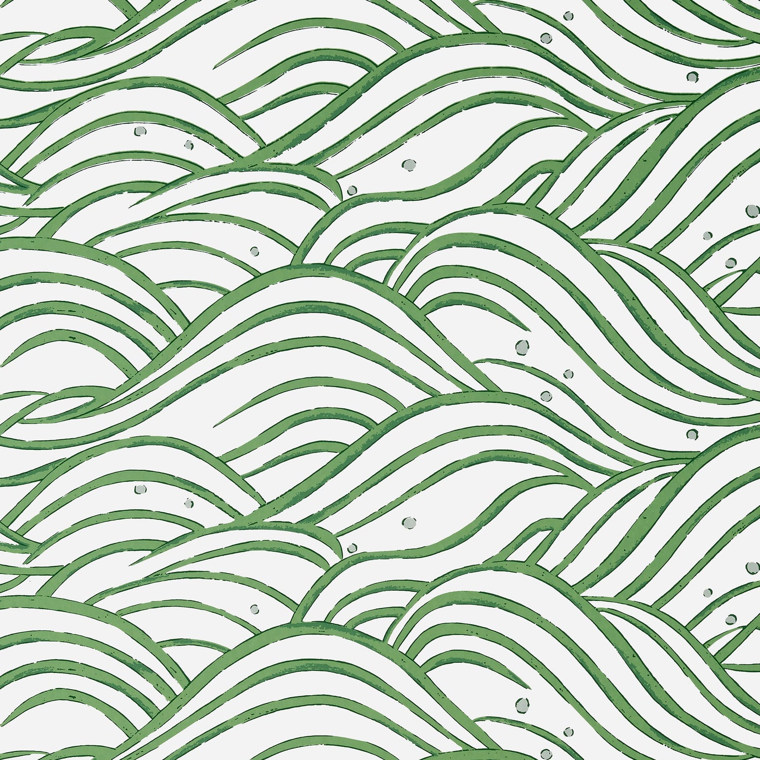 Waves fabric in emerald green color - pattern number AT9874 - by Anna French in the Nara collection
