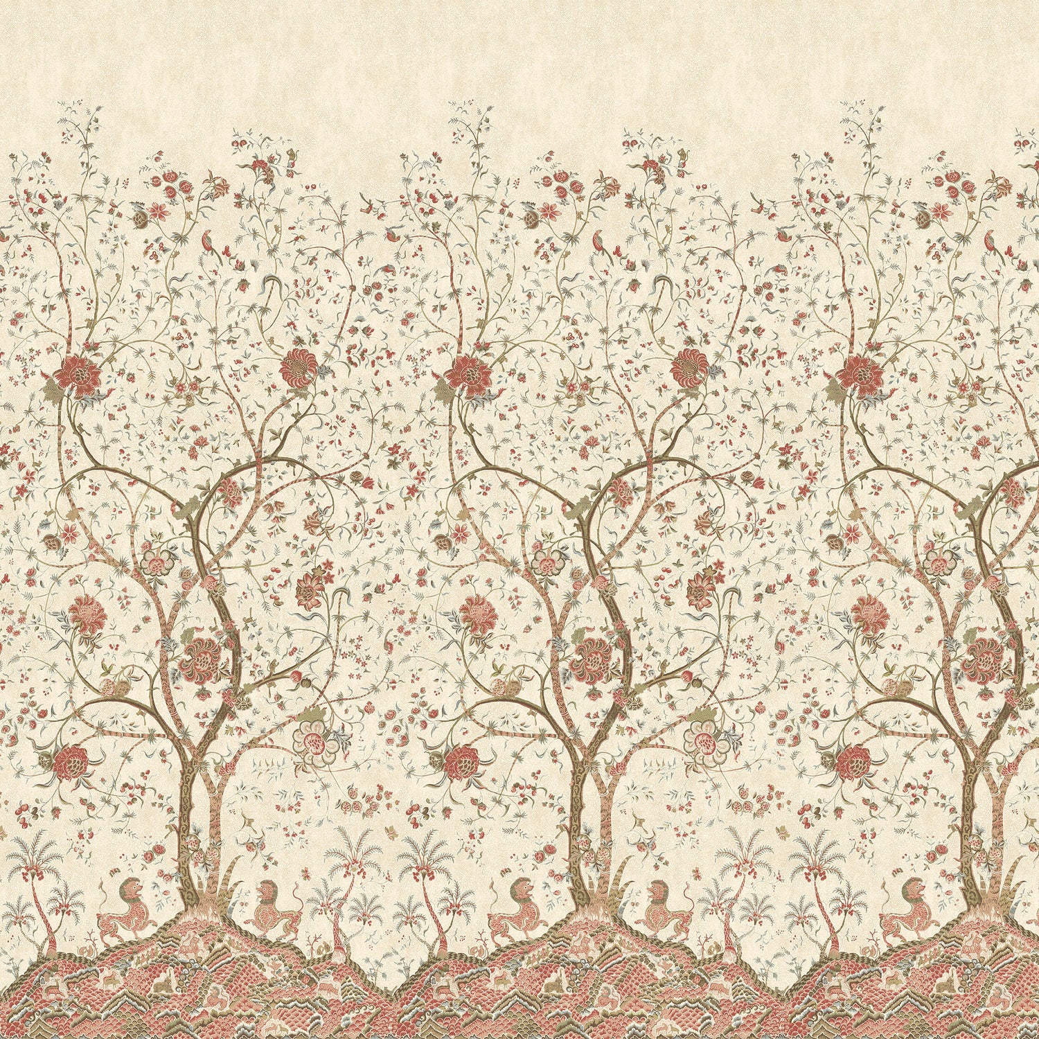 La Bourdonnais 1 Panel Mural in red color - pattern number ATM10773 - by Thibaut in the Clermont collection