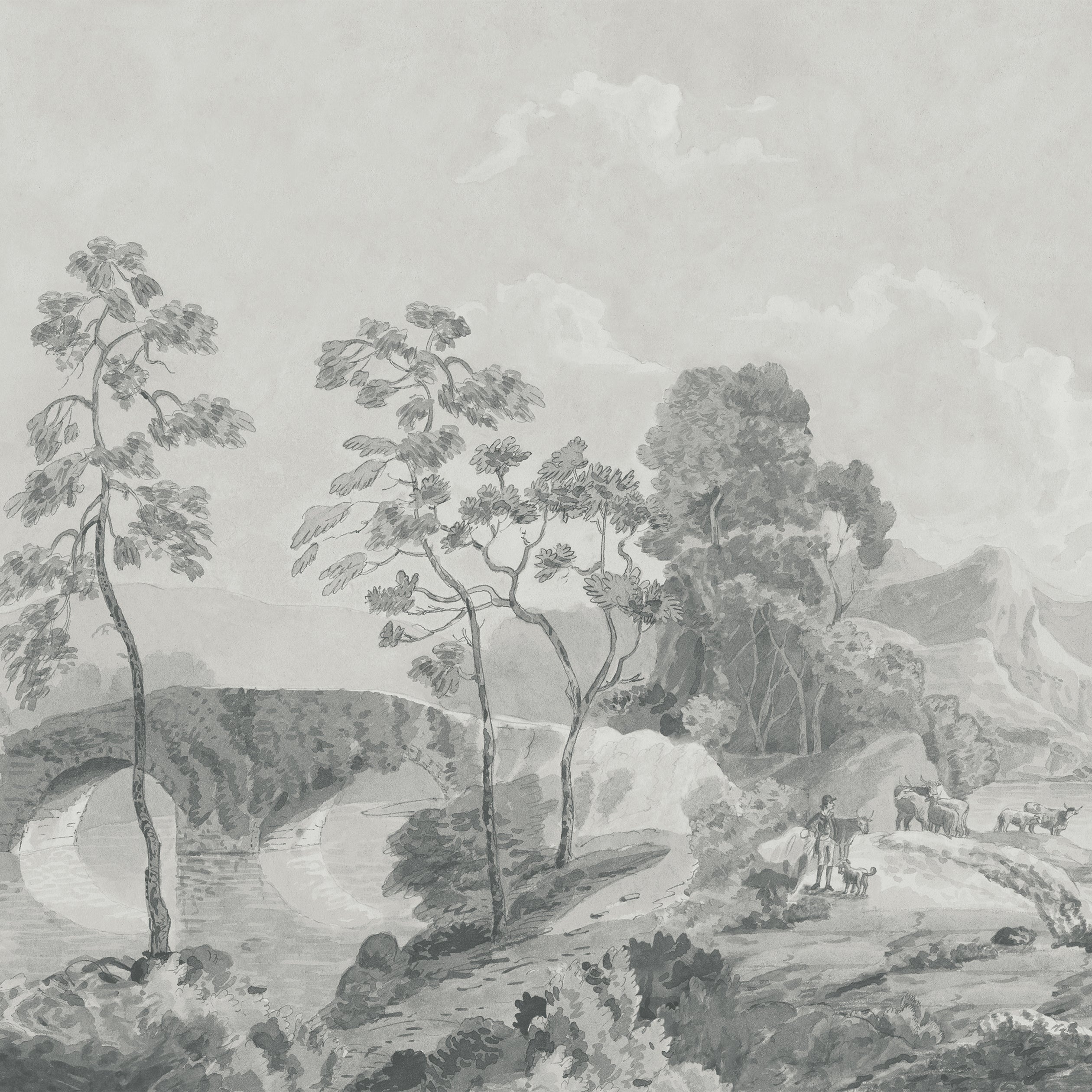 Savery Panel wallpaper in grey panel color - pattern number ATM24571 - by Anna French in the Devon collection