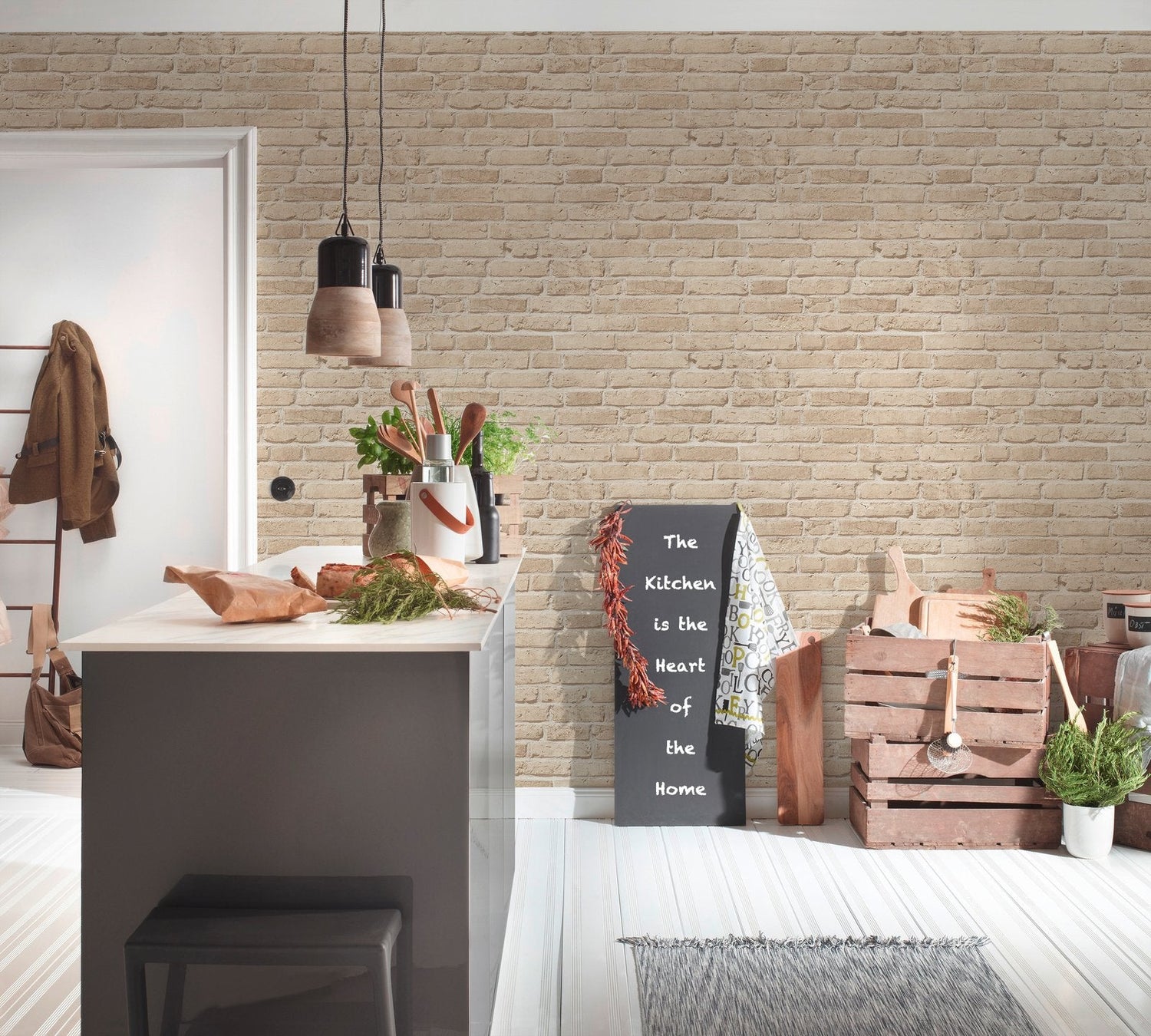 Weathered Walls Motif wallpaper in beige color - pattern number BB51106 - by Galerie in the The Bricks And More collection