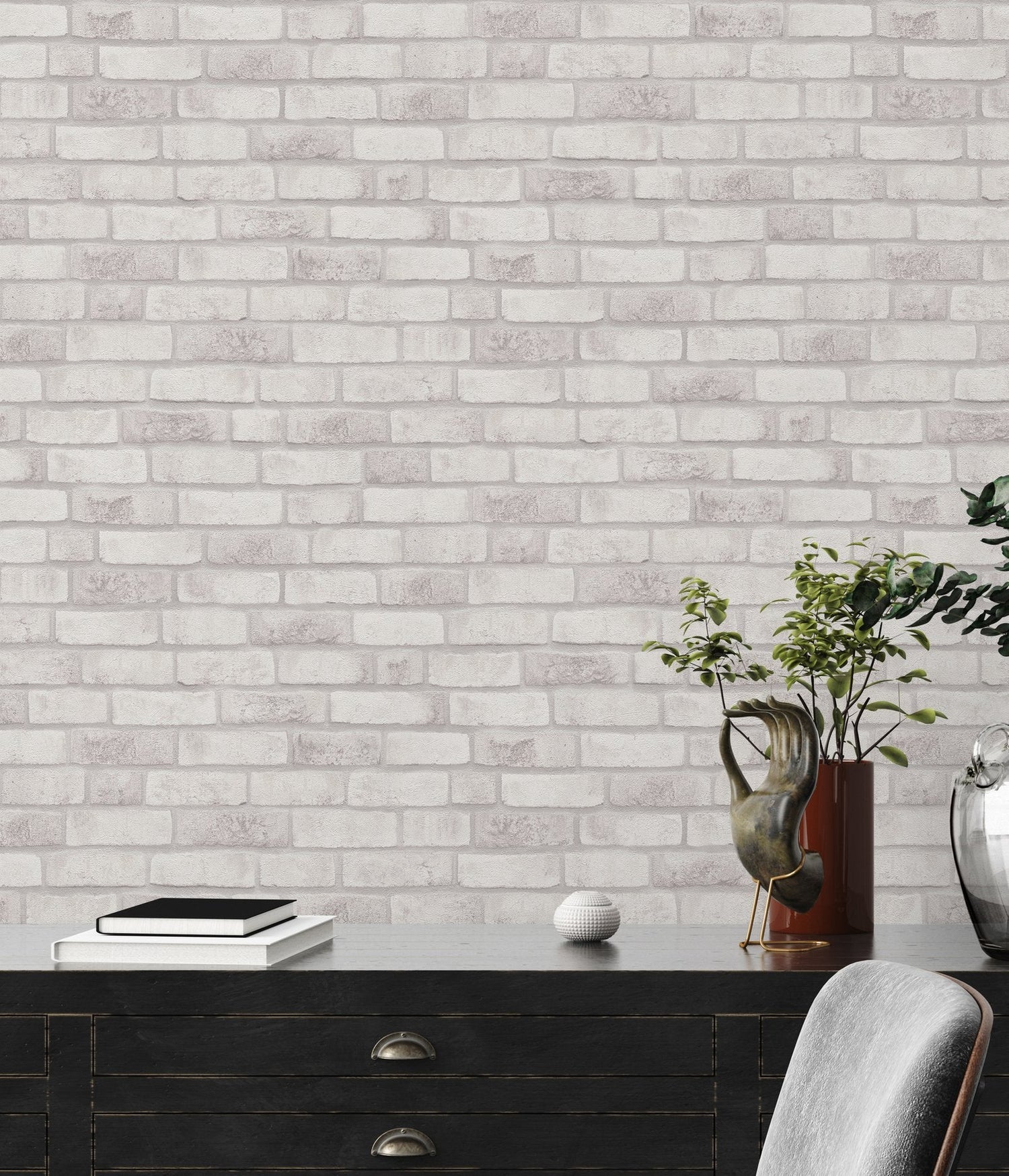 Weathered Walls Motif wallpaper in white color - pattern number BB51110 - by Galerie in the The Bricks And More collection