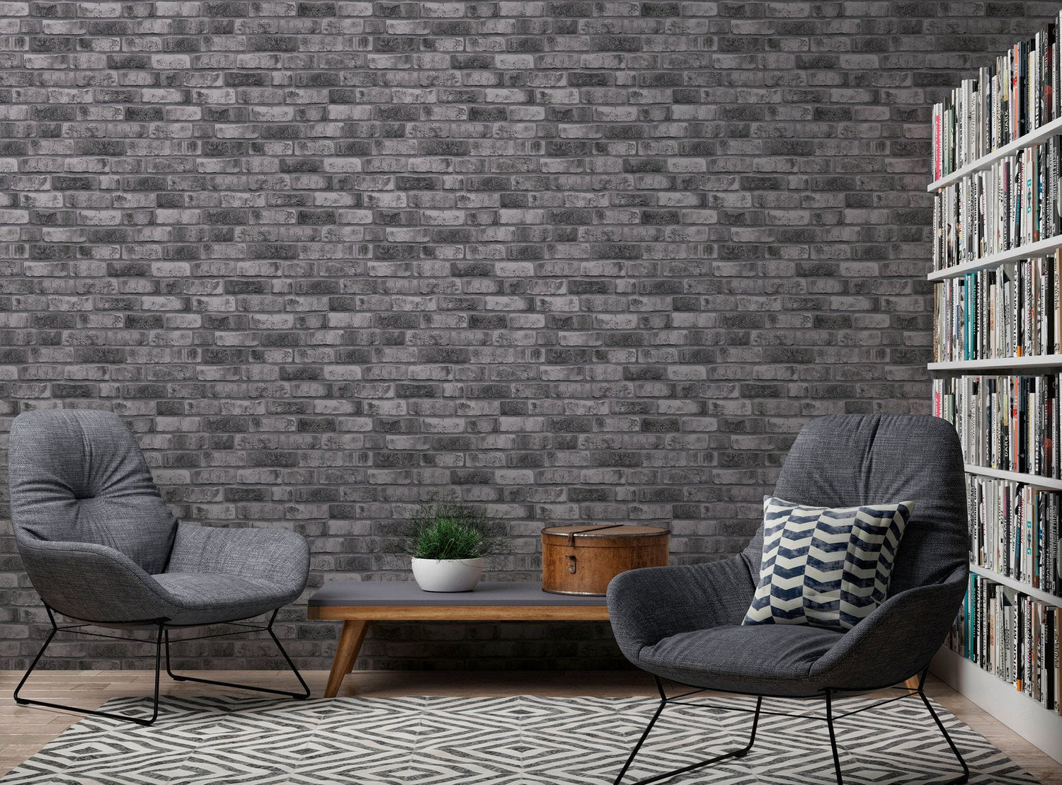 Weathered Walls Motif wallpaper in silver grey color - pattern number BB51111 - by Galerie in the The Bricks And More collection