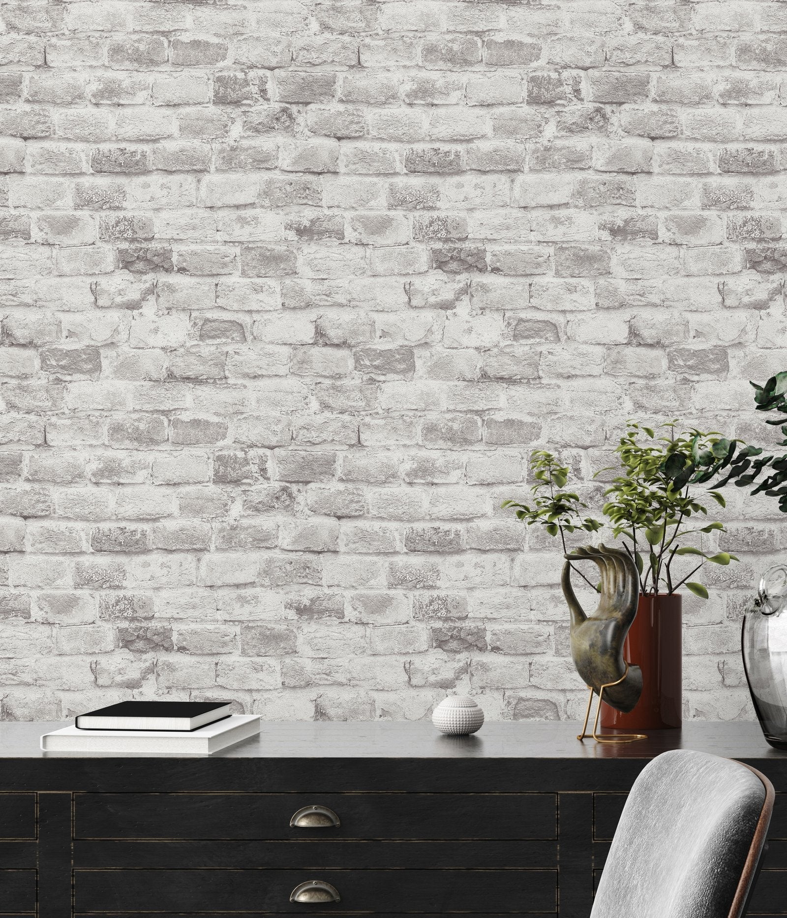 Brickshire Residents Motif wallpaper in silver grey color - pattern number BB51118 - by Galerie in the The Bricks And More collection