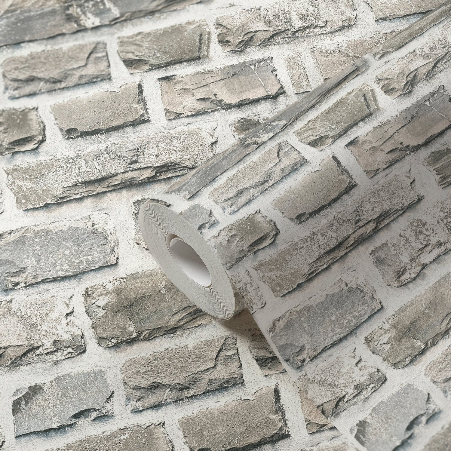 Stone Symphony Motif wallpaper in silver grey color - pattern number BB51122 - by Galerie in the The Bricks And More collection