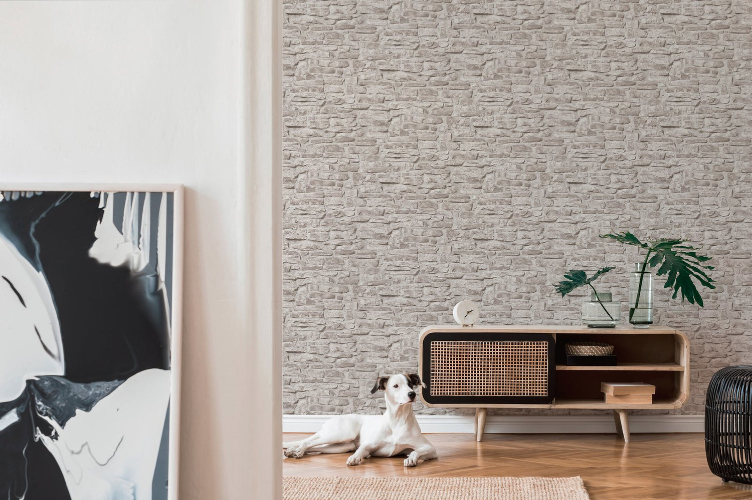 Stone Symphony Motif wallpaper in silver grey color - pattern number BB51126 - by Galerie in the The Bricks And More collection